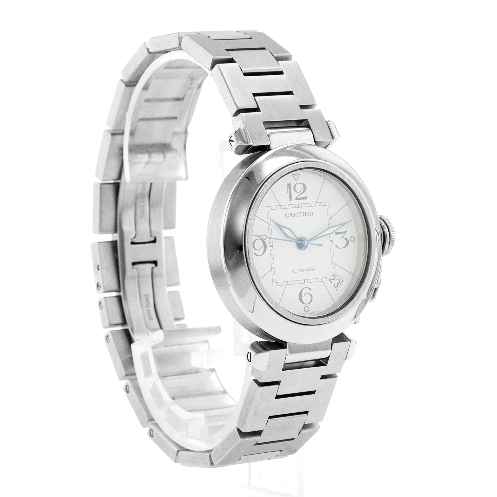 Cartier Pasha W31074M7 2324 35mm White Arabic Steel Smooth Automatic Mens Watch thumbnail 7