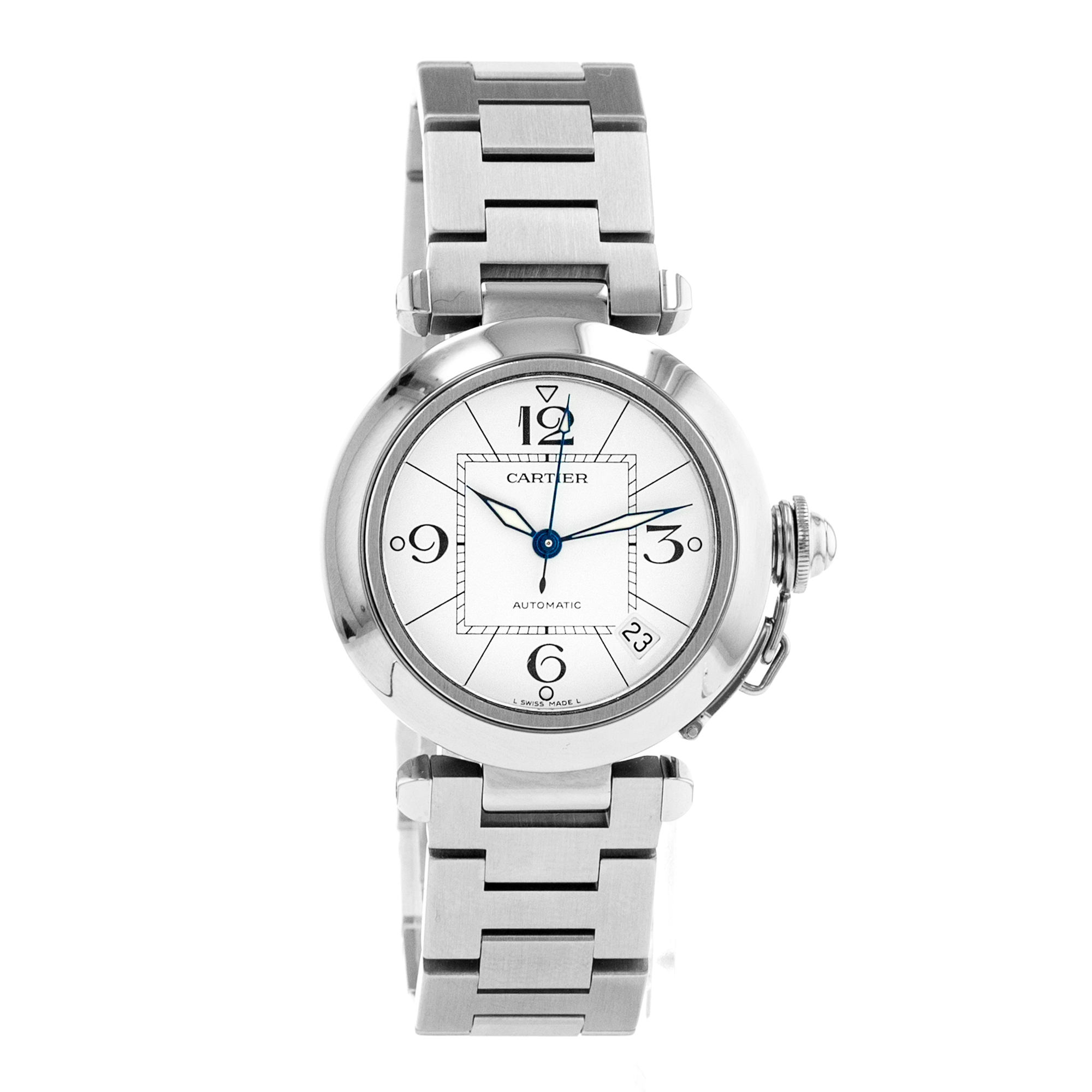 Cartier Pasha W31074M7 2324 35mm White Arabic Steel Smooth Automatic Mens Watch thumbnail 8