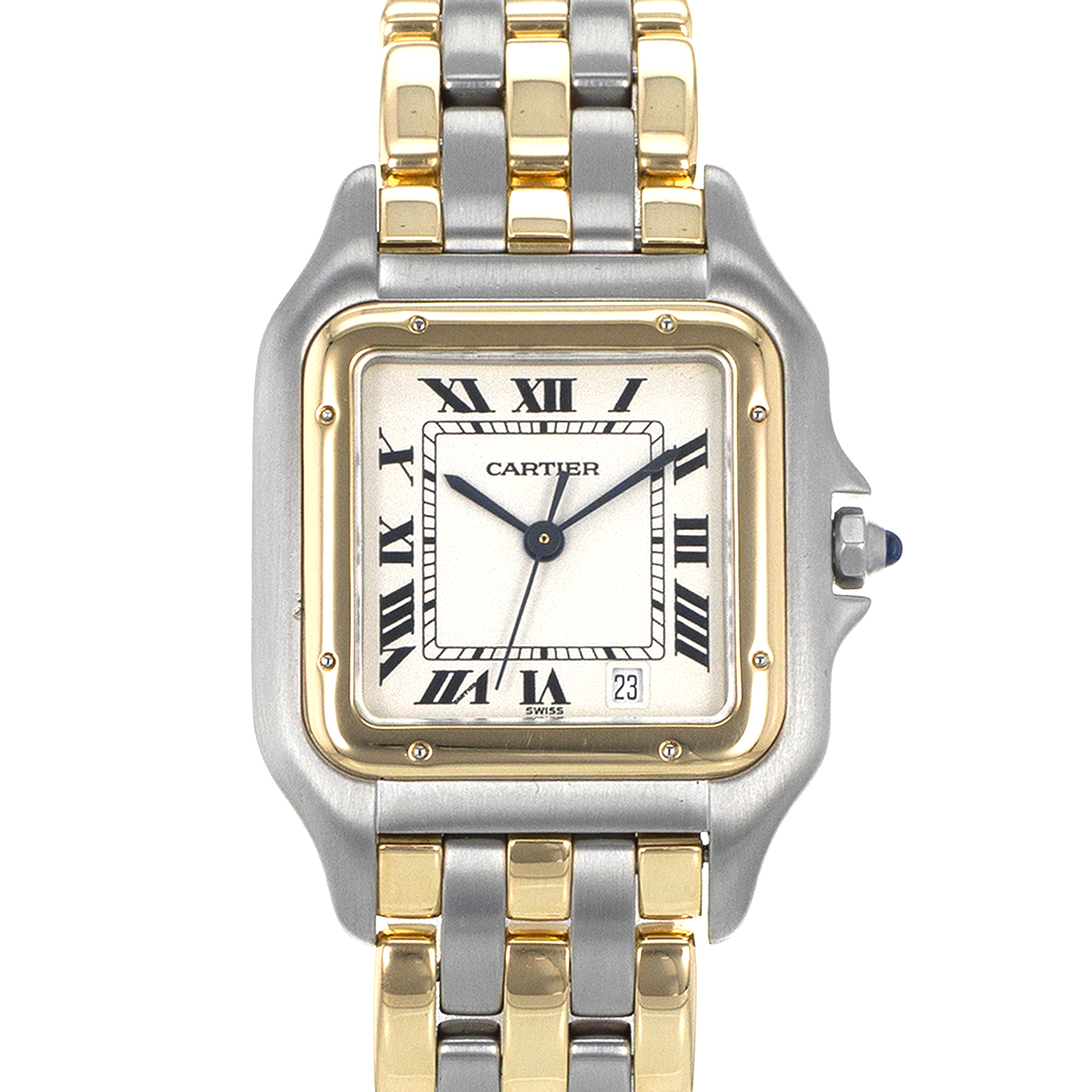 Cartier Panther W25028B8 187949 Medium 27mm Steel Yellow Gold 3 Row Mens Watch thumbnail 1