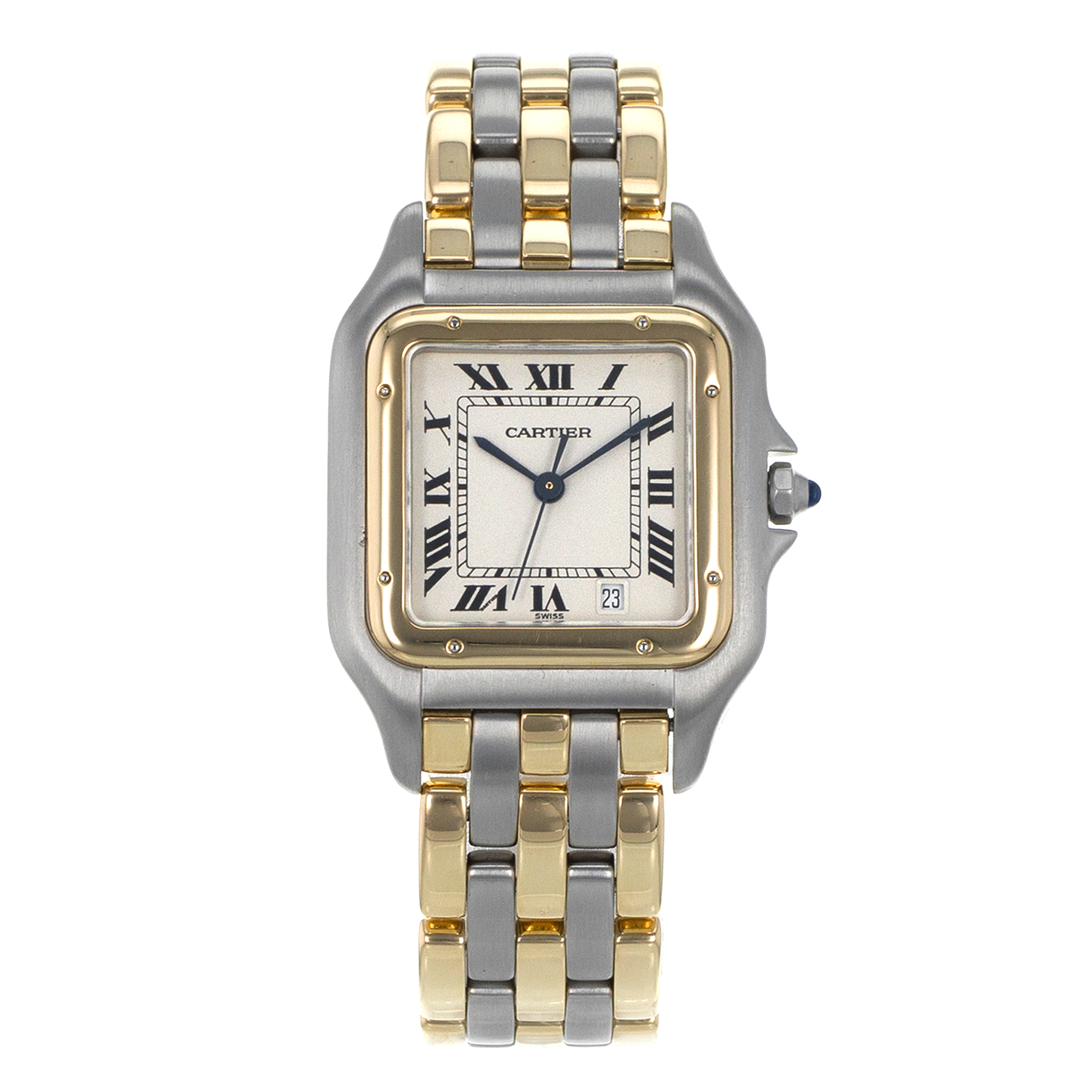 Cartier Panther W25028B8 187949 Medium 27mm Steel Yellow Gold 3 Row Mens Watch thumbnail 2