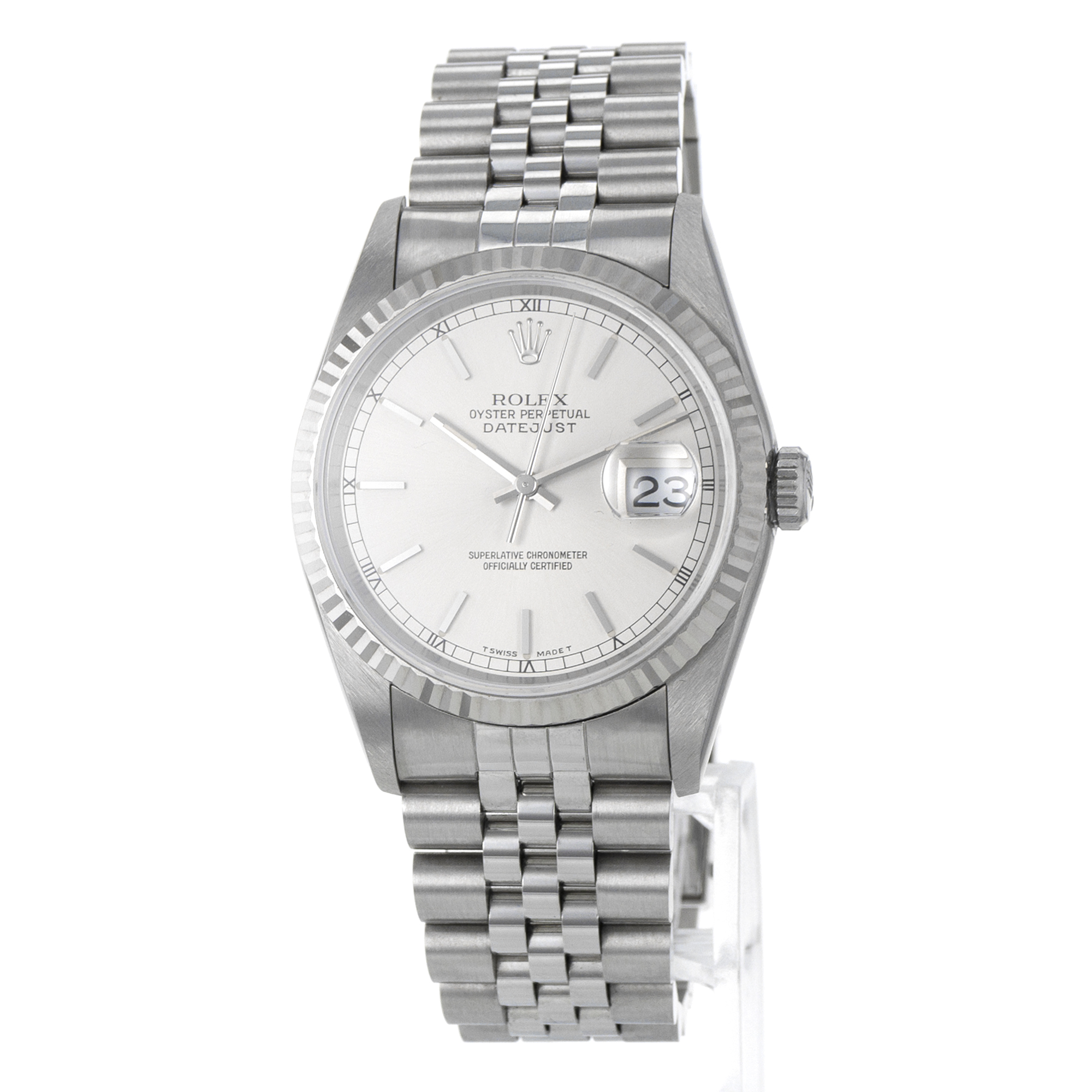 Rolex Datejust 36 16234 Silver Stick Steel White Gold Jubilee Mens Watch thumbnail 4