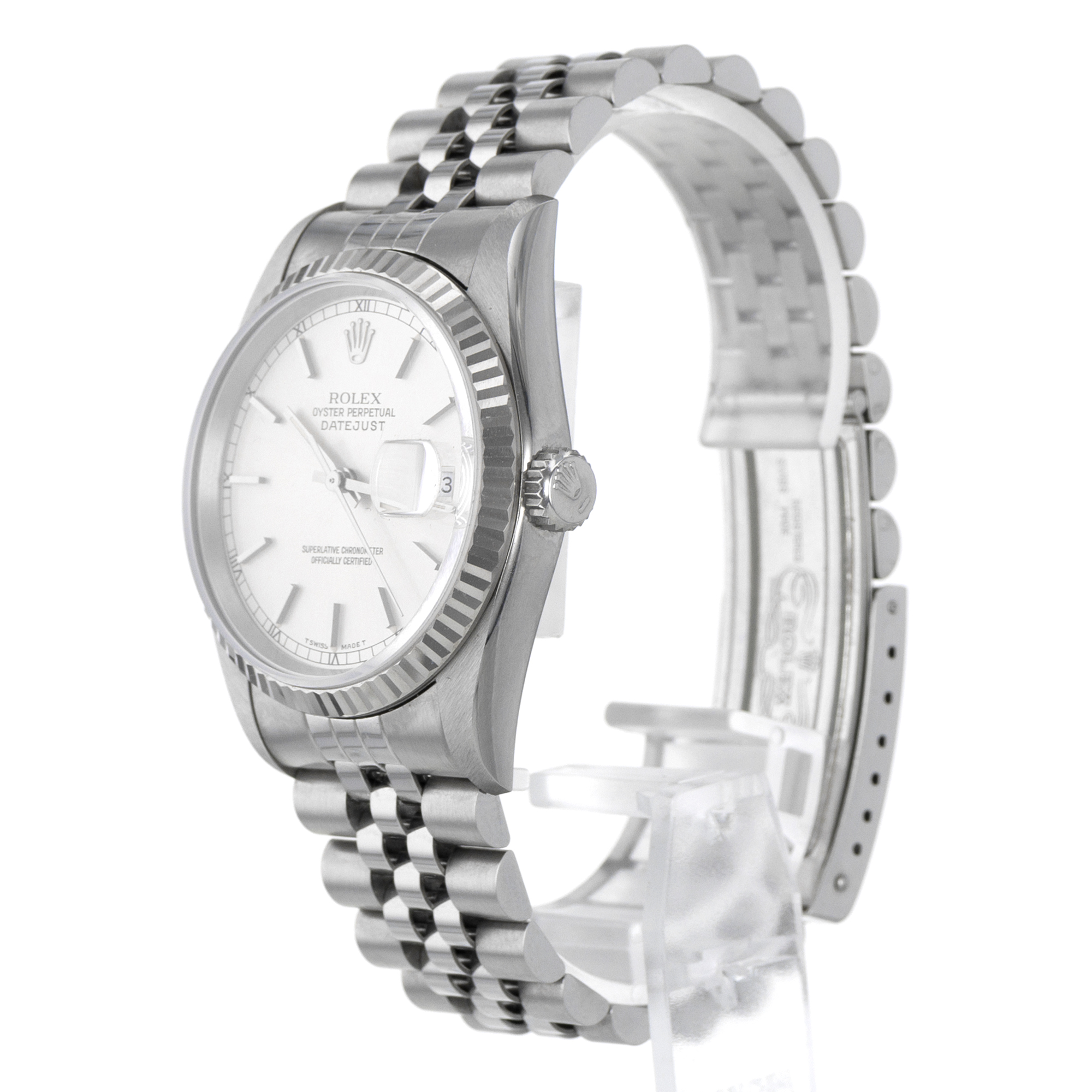 Rolex Datejust 36 16234 Silver Stick Steel White Gold Jubilee Mens Watch thumbnail 5