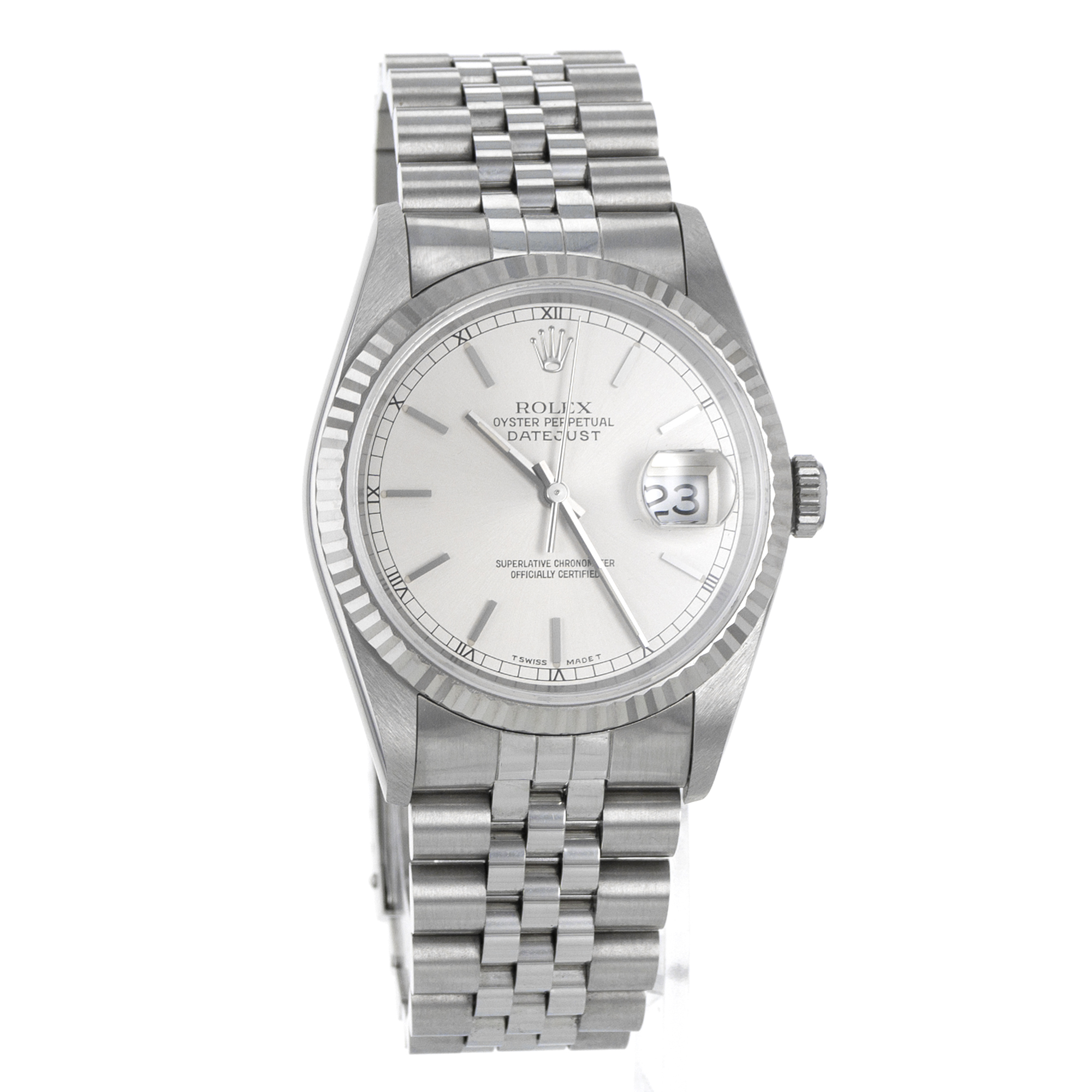 Rolex Datejust 36 16234 Silver Stick Steel White Gold Jubilee Mens Watch thumbnail 9