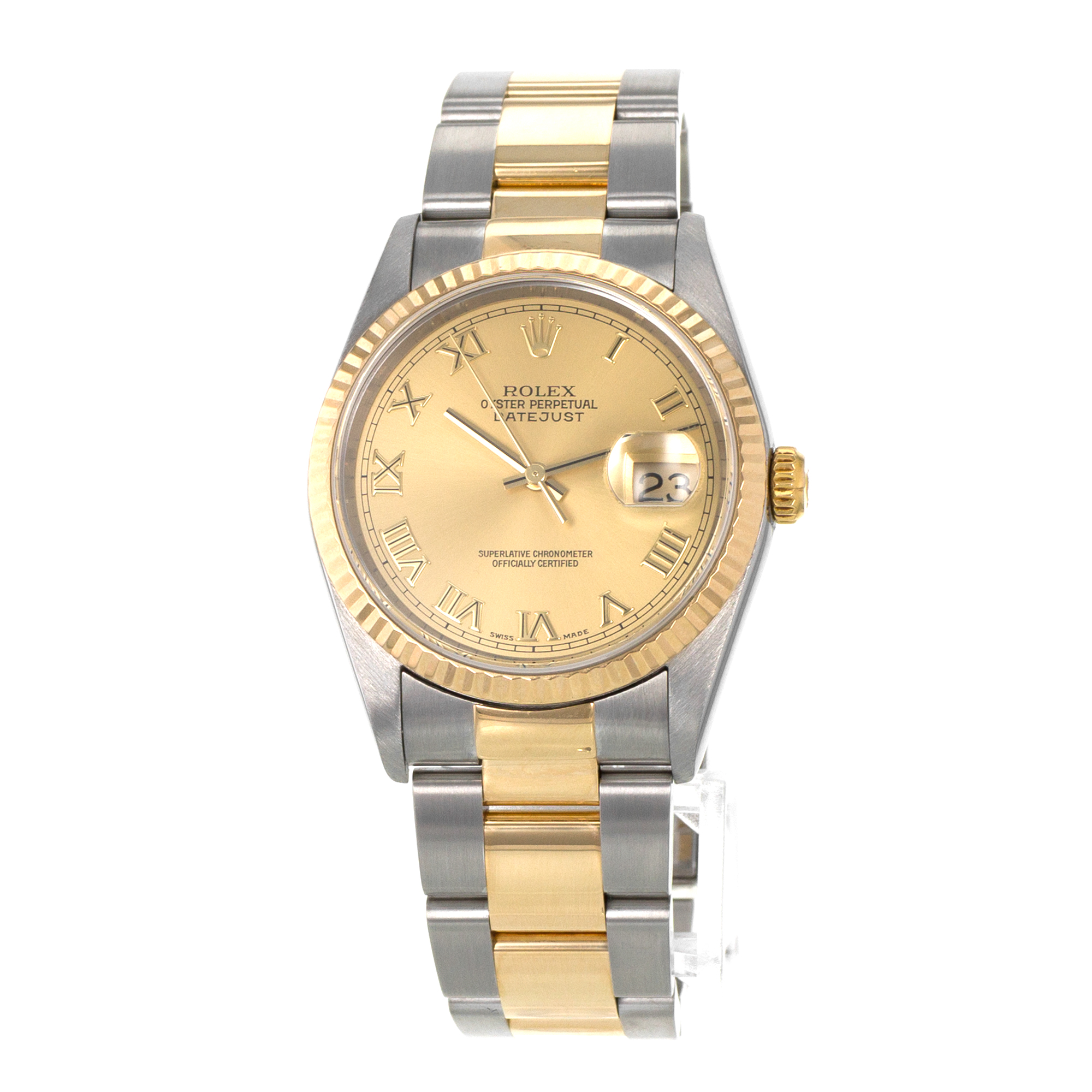 Rolex Datejust 36 16233 Yellow Roman Steel Yellow Gold Oyster Mens Watch 2002 thumbnail 4