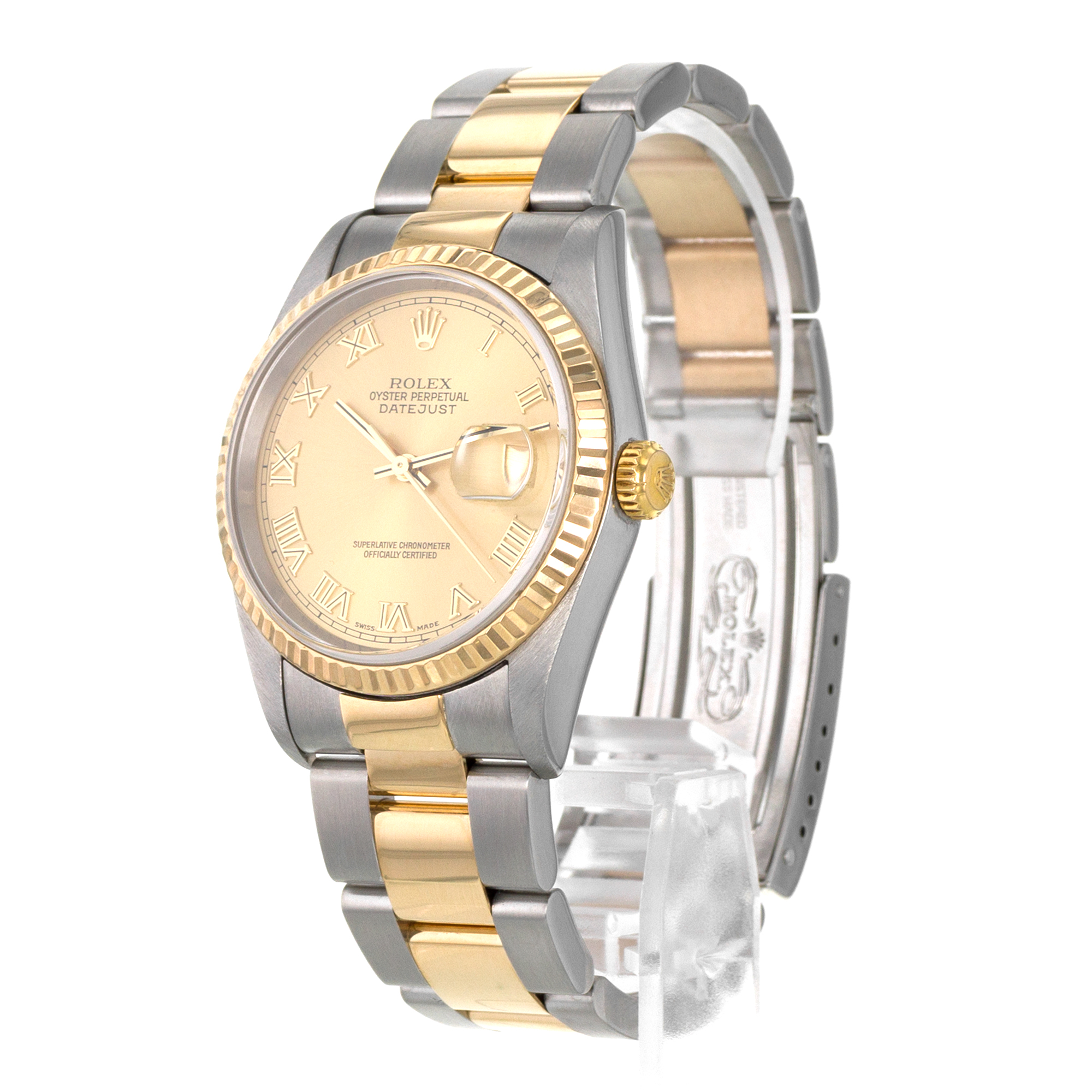 Rolex Datejust 36 16233 Yellow Roman Steel Yellow Gold Oyster Mens Watch 2002 thumbnail 5