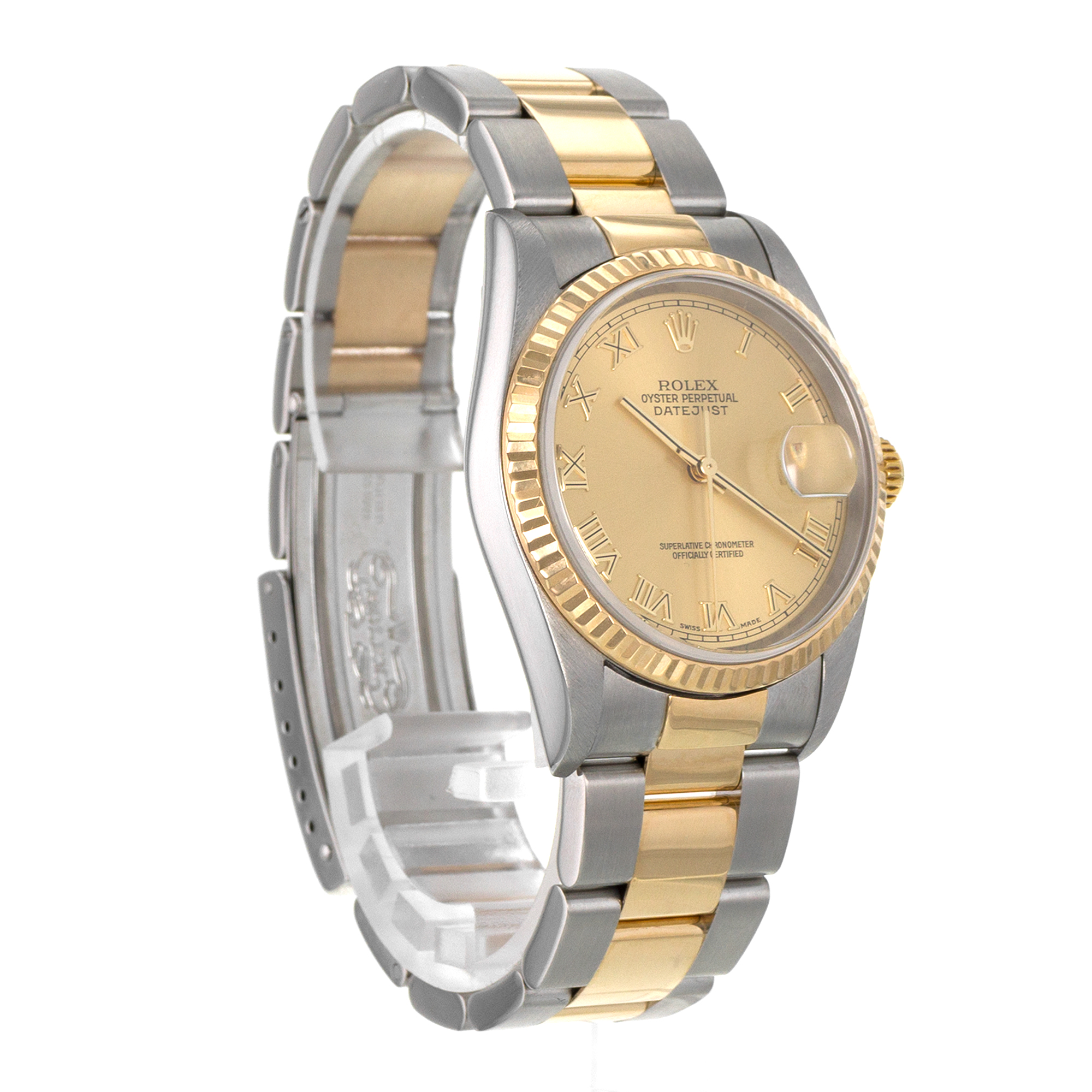 Rolex Datejust 36 16233 Yellow Roman Steel Yellow Gold Oyster Mens Watch 2002 thumbnail 8