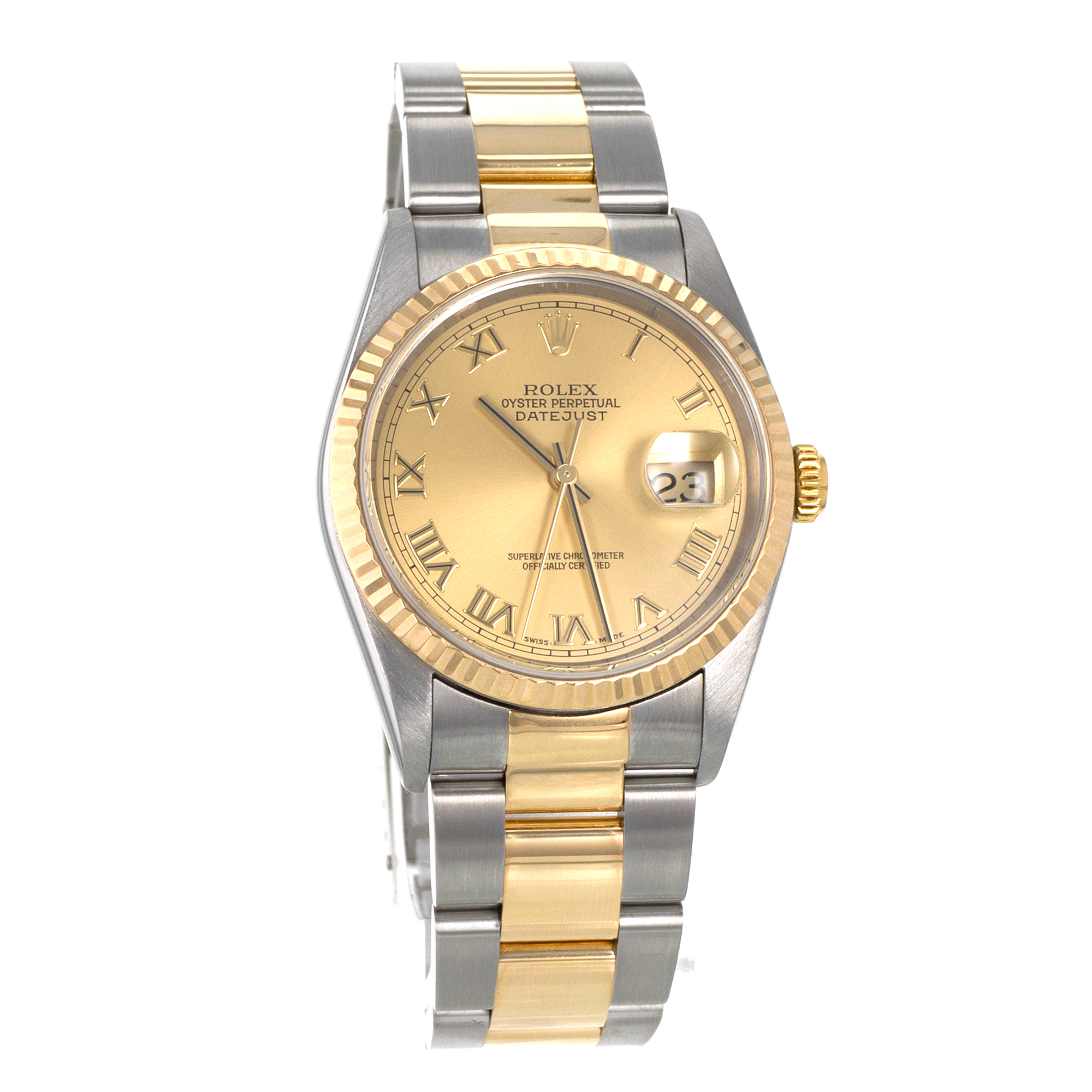 Rolex Datejust 36 16233 Yellow Roman Steel Yellow Gold Oyster Mens Watch 2002 thumbnail 9