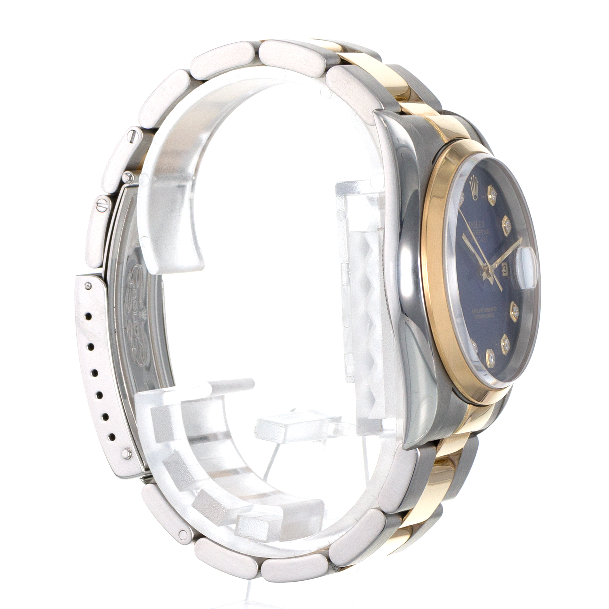 Rolex Datejust 36 16203 Blue Vignette Diamond Steel Yellow Gold Mens Watch 1995 thumbnail 7
