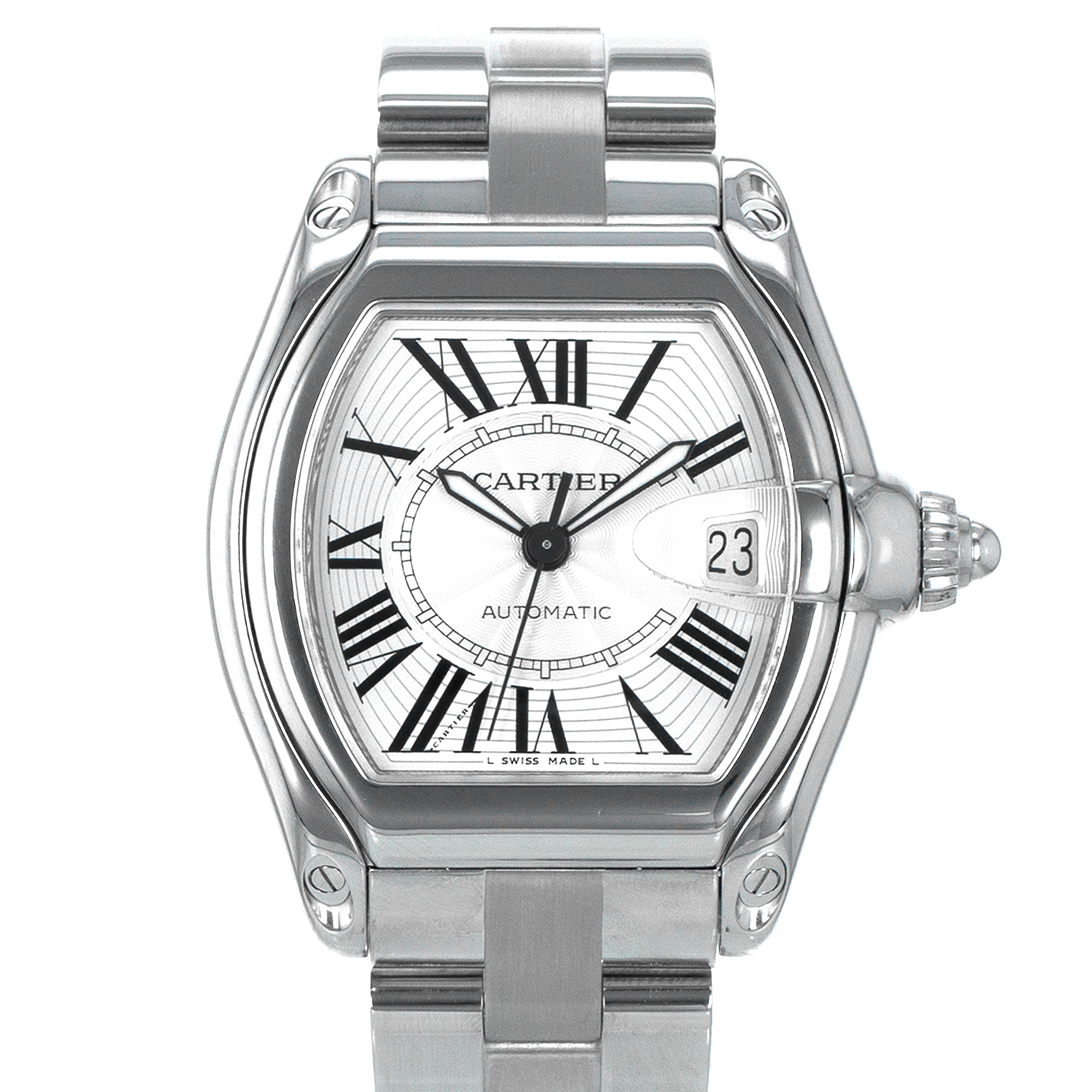 Cartier Roadster W62025V3 2510 Large 37mm Silver Roman Automatic Mens Watch thumbnail 1