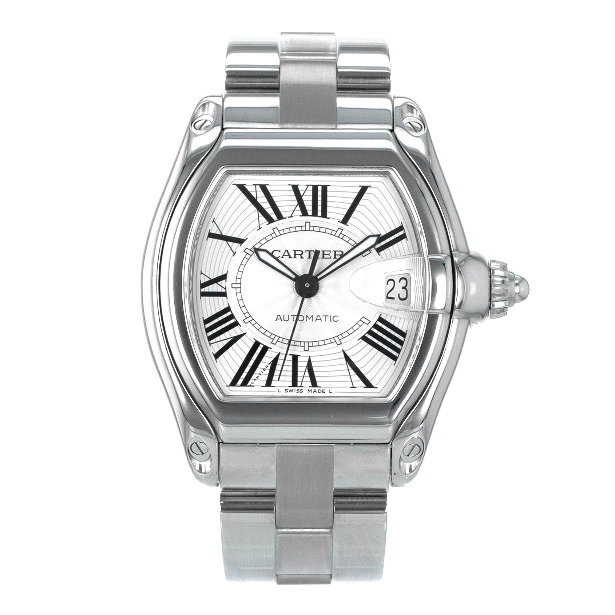 Cartier Roadster W62025V3 2510 Large 37mm Silver Roman Automatic Mens Watch thumbnail 2