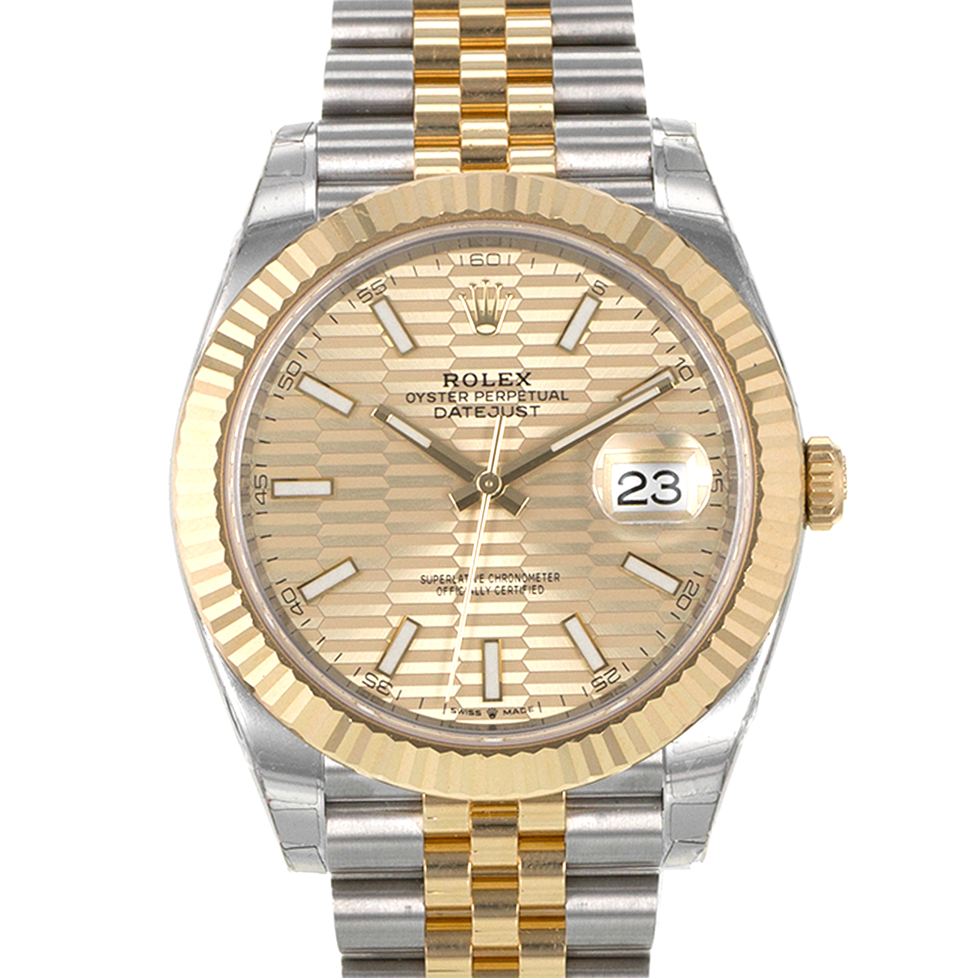 Rolex Datejust 41 126333 Flutied Motif Dial Yellow Gold Jubilee Mens Watch thumbnail 1