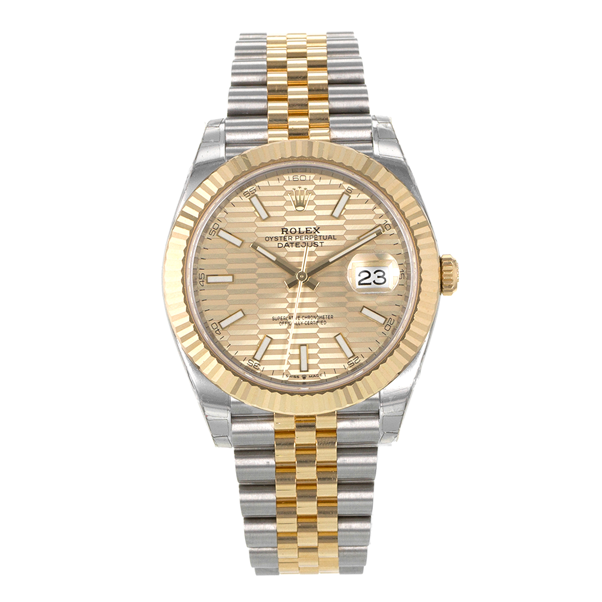 Rolex Datejust 41 126333 Flutied Motif Dial Yellow Gold Jubilee Mens Watch thumbnail 2