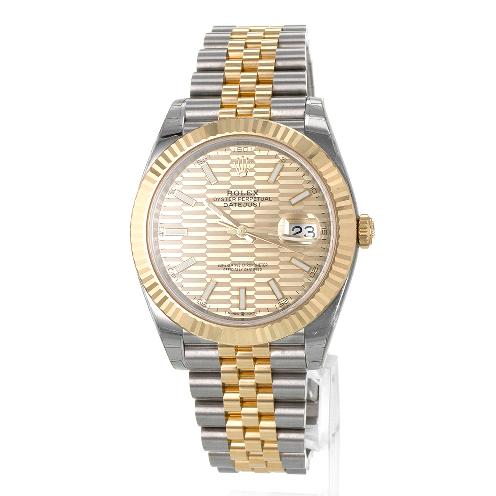 Rolex Datejust 41 126333 Flutied Motif Dial Yellow Gold Jubilee Mens Watch thumbnail 3