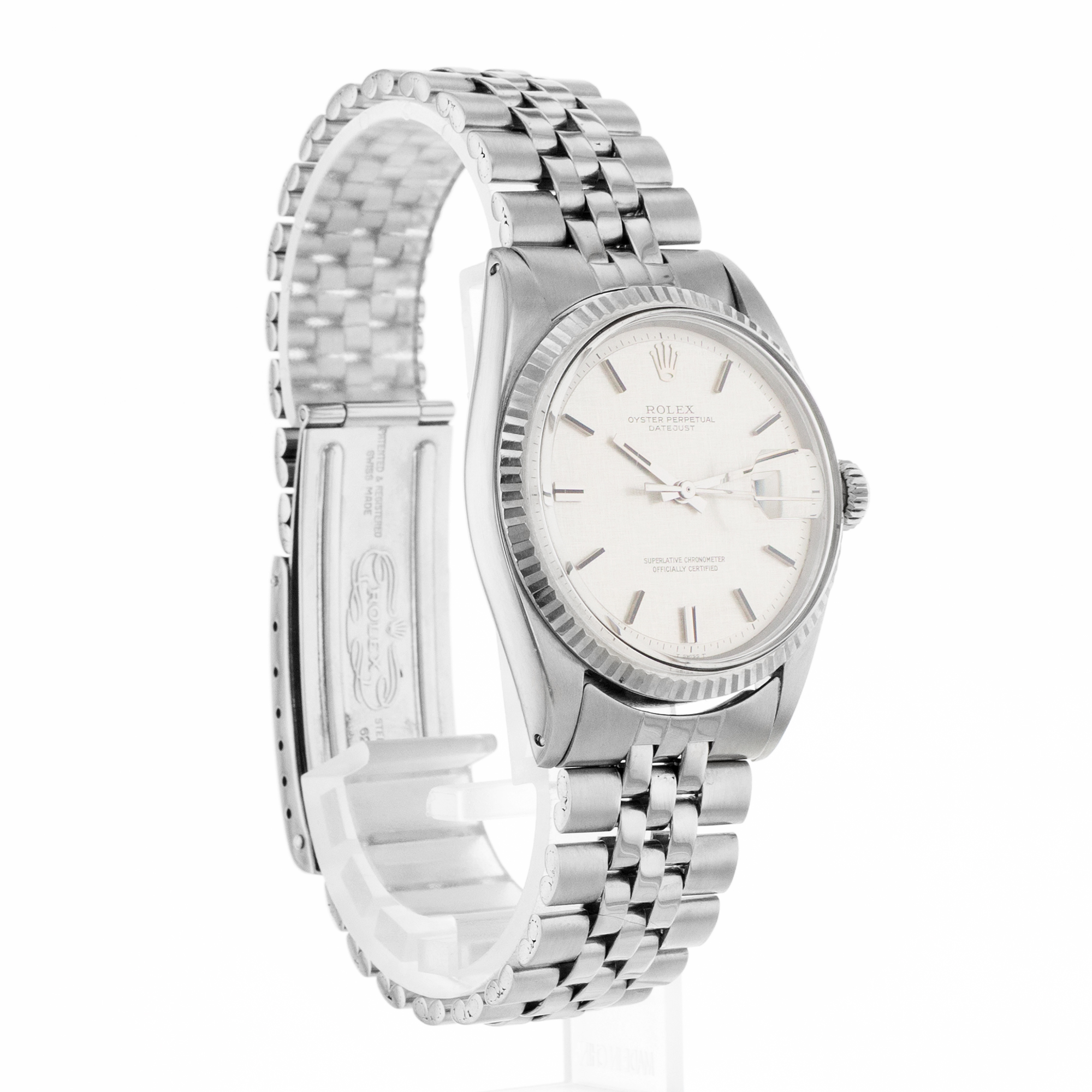 Rolex Datejust 36 1601 Vintage Linen Silver Index Steel Jubilee Mens Watch thumbnail 7