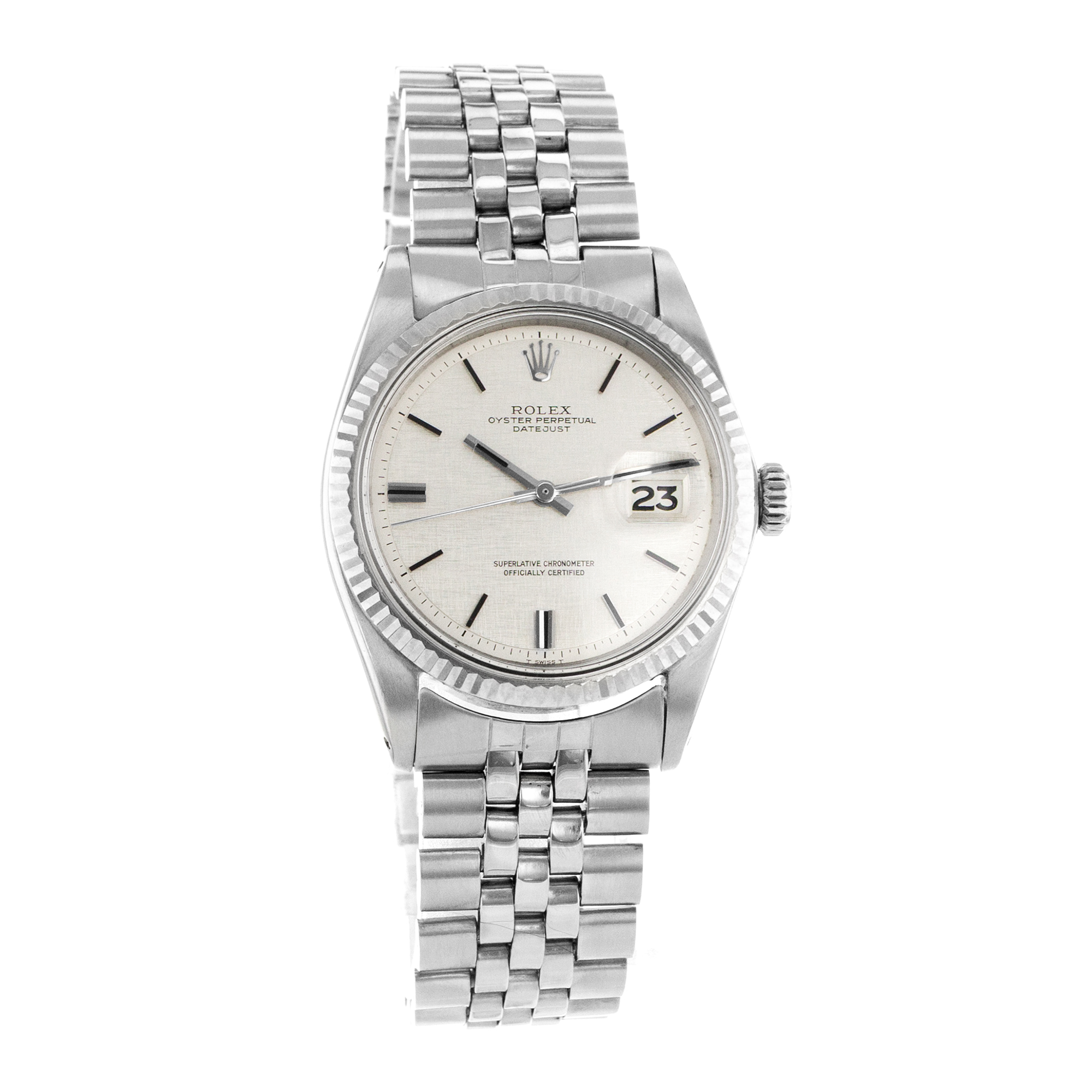 Rolex Datejust 36 1601 Vintage Linen Silver Index Steel Jubilee Mens Watch thumbnail 8