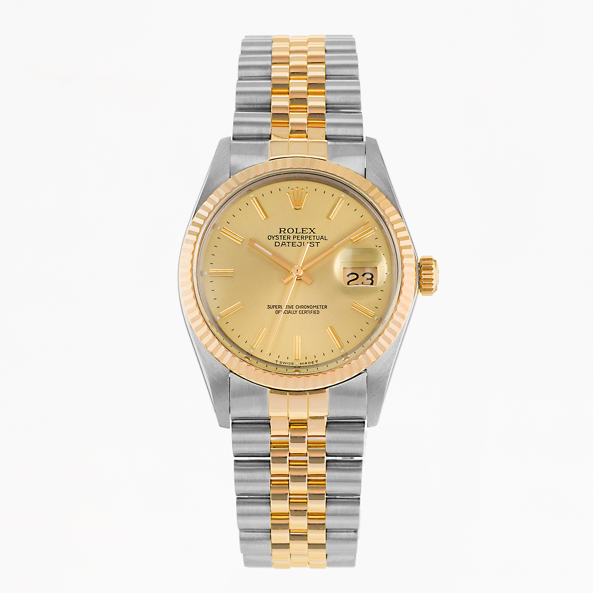 Rolex Datejust 36 16013 Champagne Index Steel Yellow Gold Jubilee Mens Watch thumbnail 2