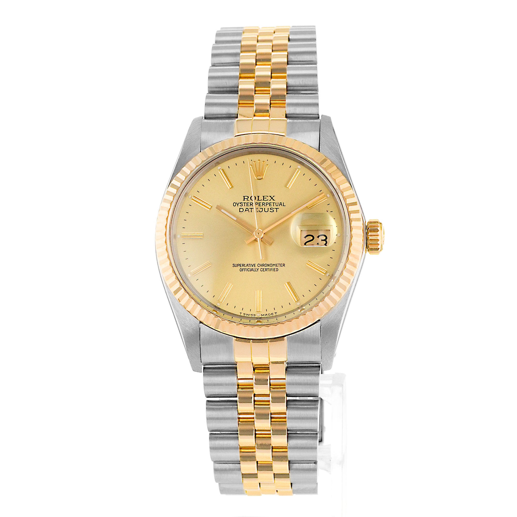 Rolex Datejust 36 16013 Champagne Index Steel Yellow Gold Jubilee Mens Watch thumbnail 3
