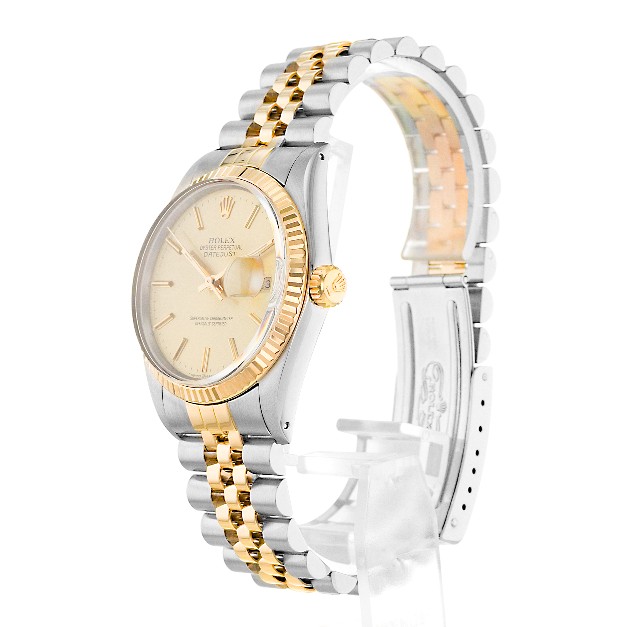 Rolex Datejust 36 16013 Champagne Index Steel Yellow Gold Jubilee Mens Watch thumbnail 4