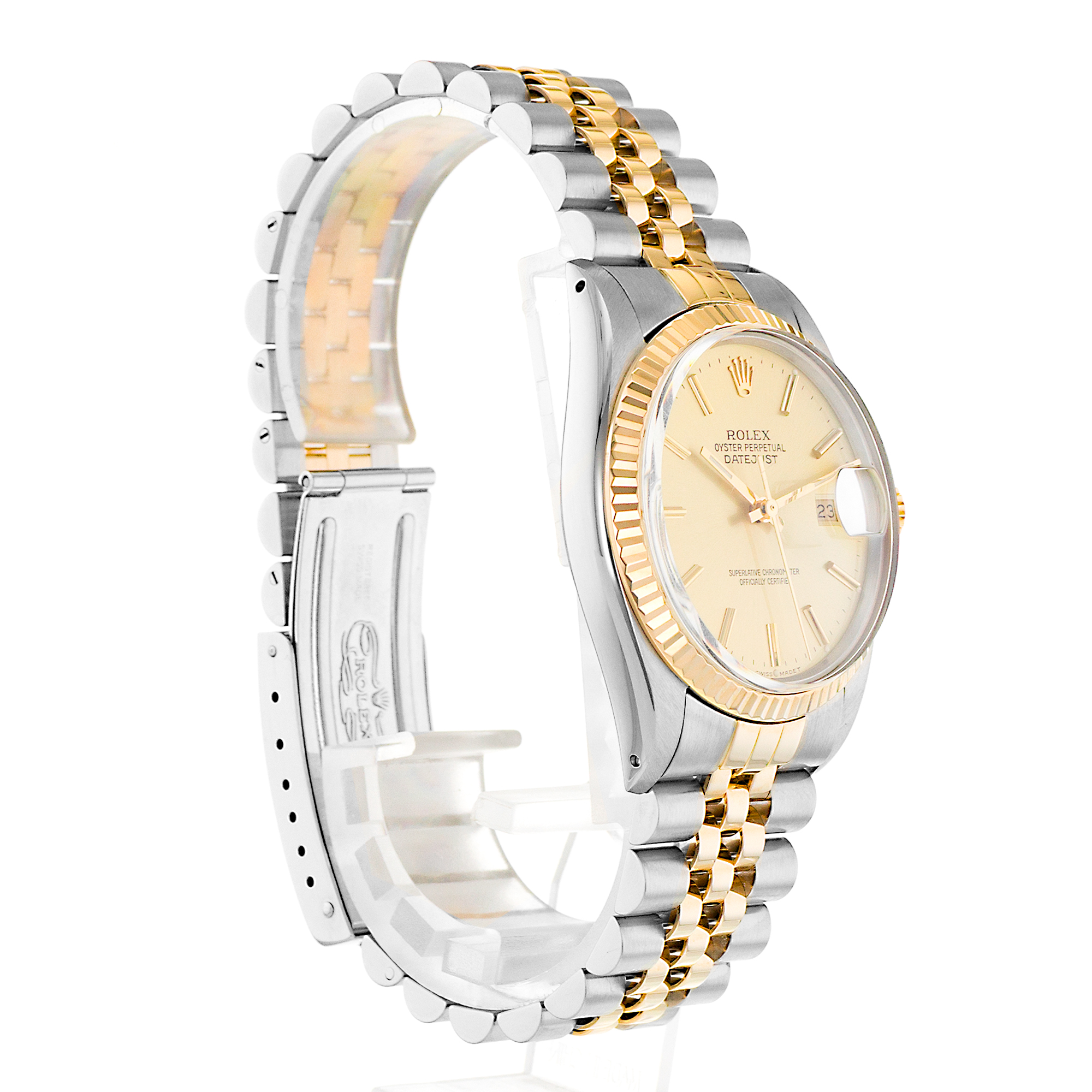Rolex Datejust 36 16013 Champagne Index Steel Yellow Gold Jubilee Mens Watch thumbnail 7