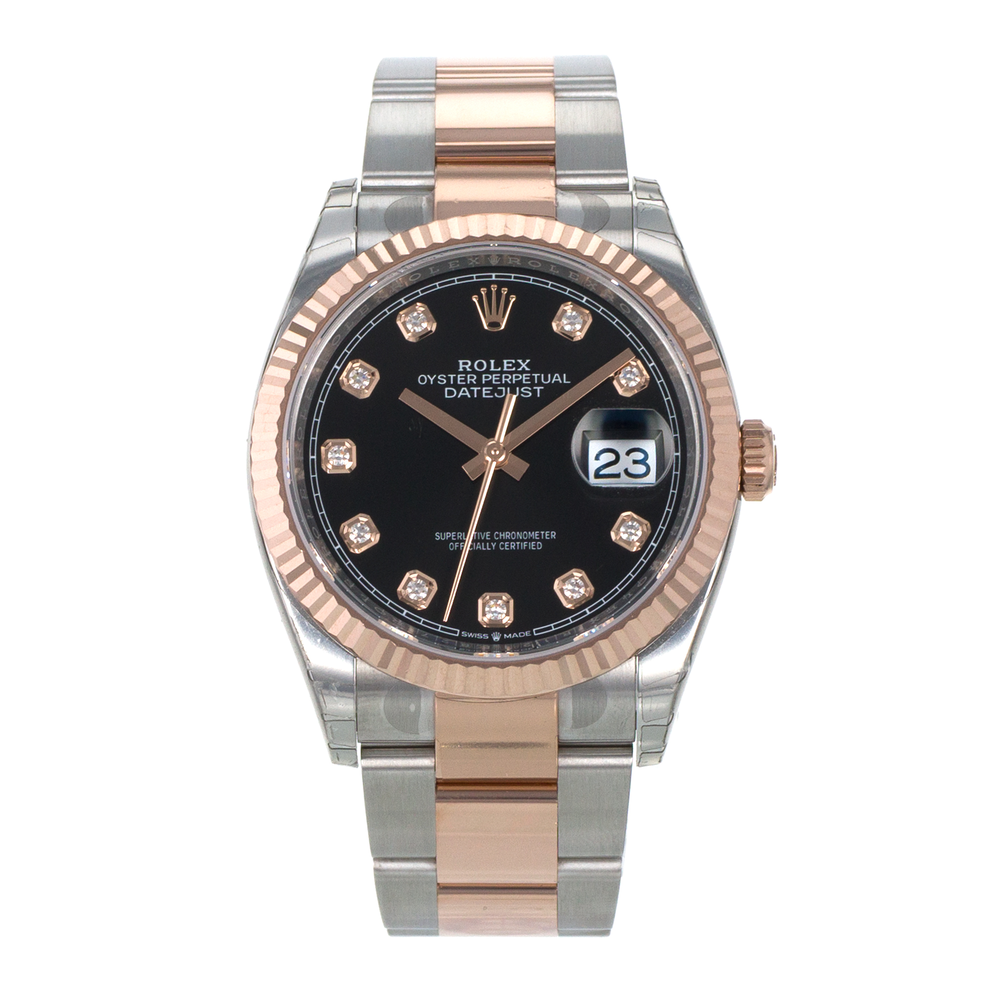 Rolex Datejust 36 126231 Black Diamond Steel Rose Gold Mens Watch thumbnail 2