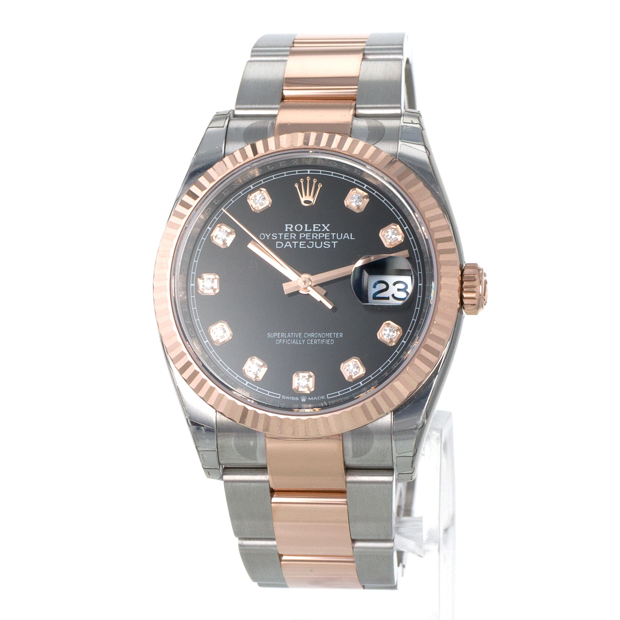 Rolex Datejust 36 126231 Black Diamond Steel Rose Gold Mens Watch thumbnail 3