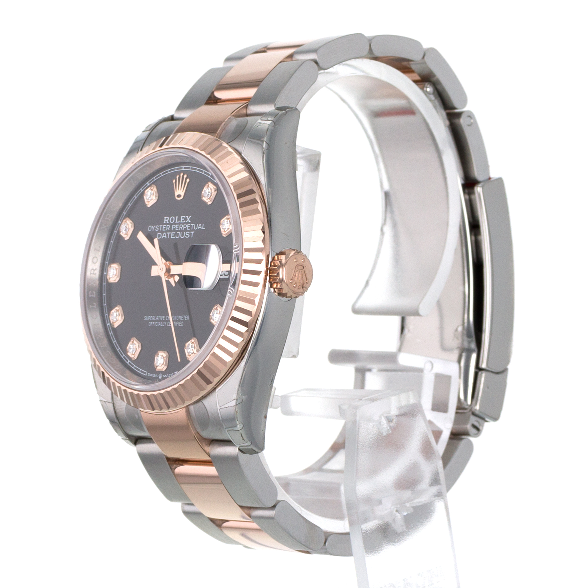 Rolex Datejust 36 126231 Black Diamond Steel Rose Gold Mens Watch thumbnail 4