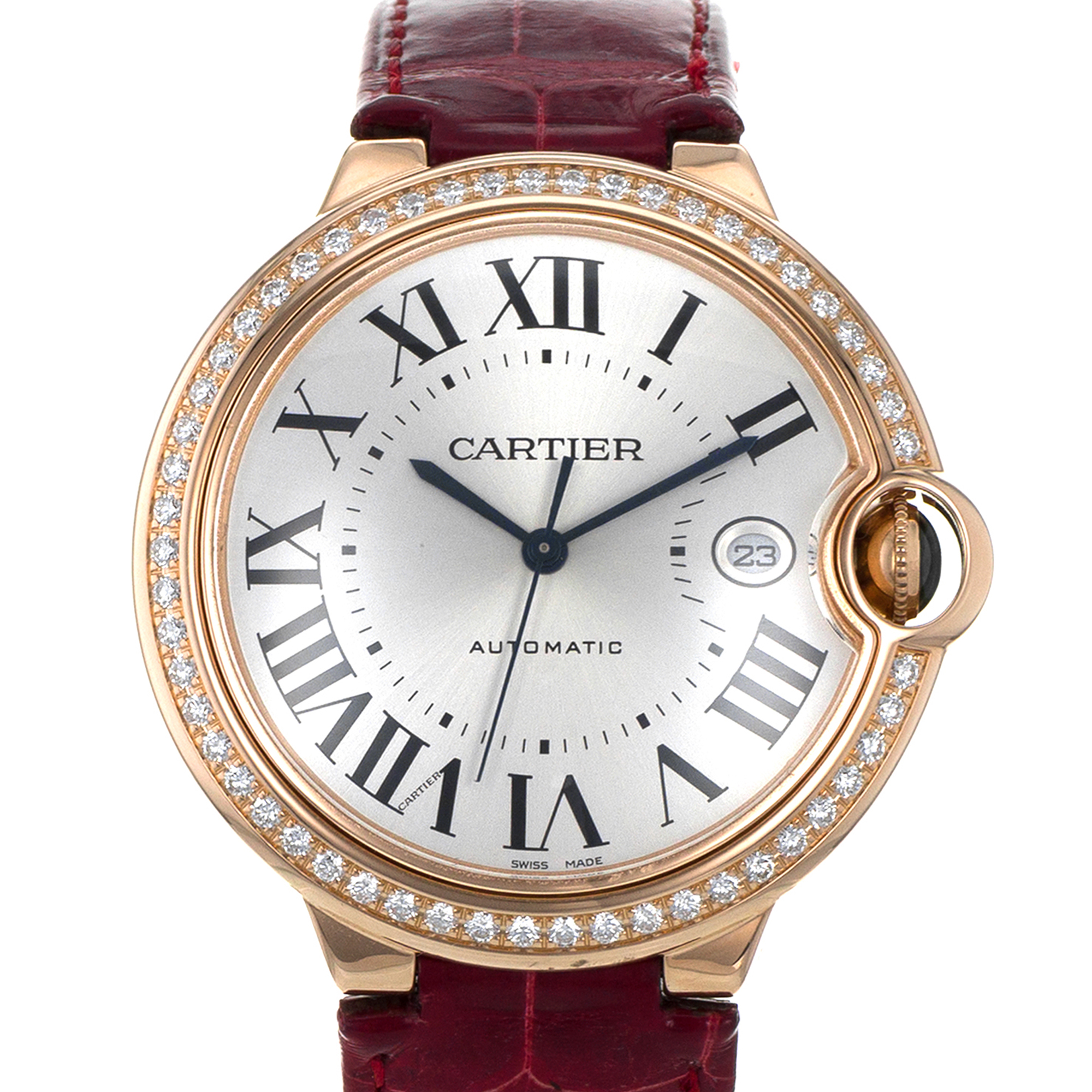 Cartier Ballon Bleu WJBB0035 3941 42mm Factory Diamonds 18k Rose Gold Mens Watch thumbnail 1