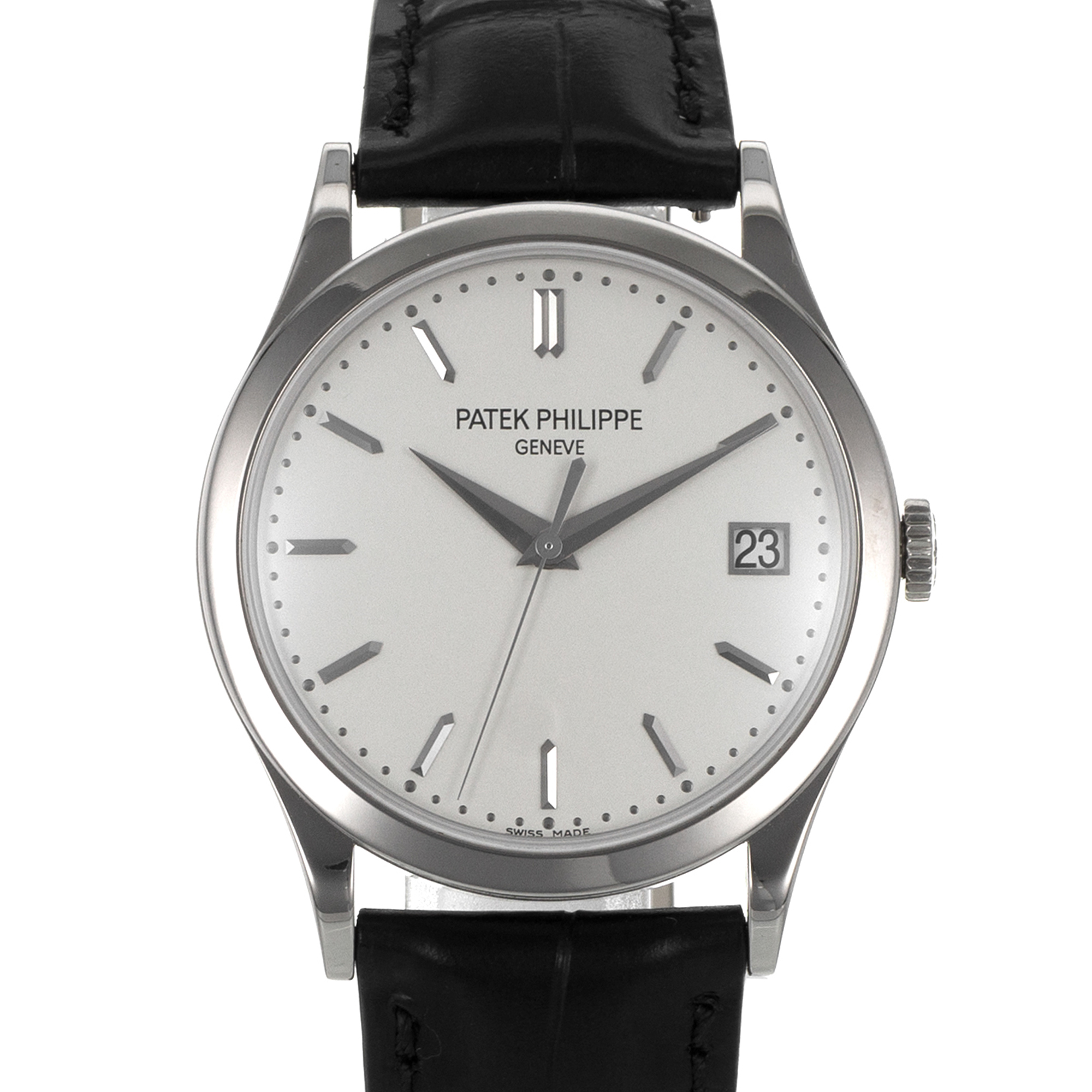 Patek Philippe Calatrava 5296G 38mm Silver 18k White Gold Automatic Mens Watch thumbnail 1