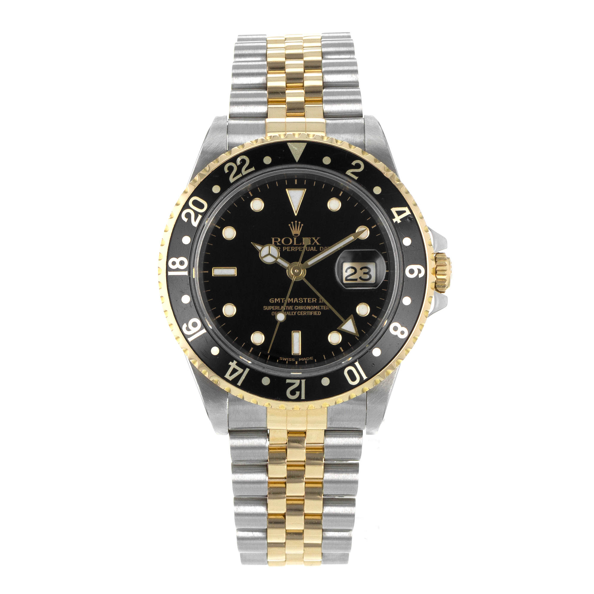 Rolex GMT-Master II 16713 40mm Black Steel 18k Yellow Gold Jubilee Mens Watch thumbnail 2