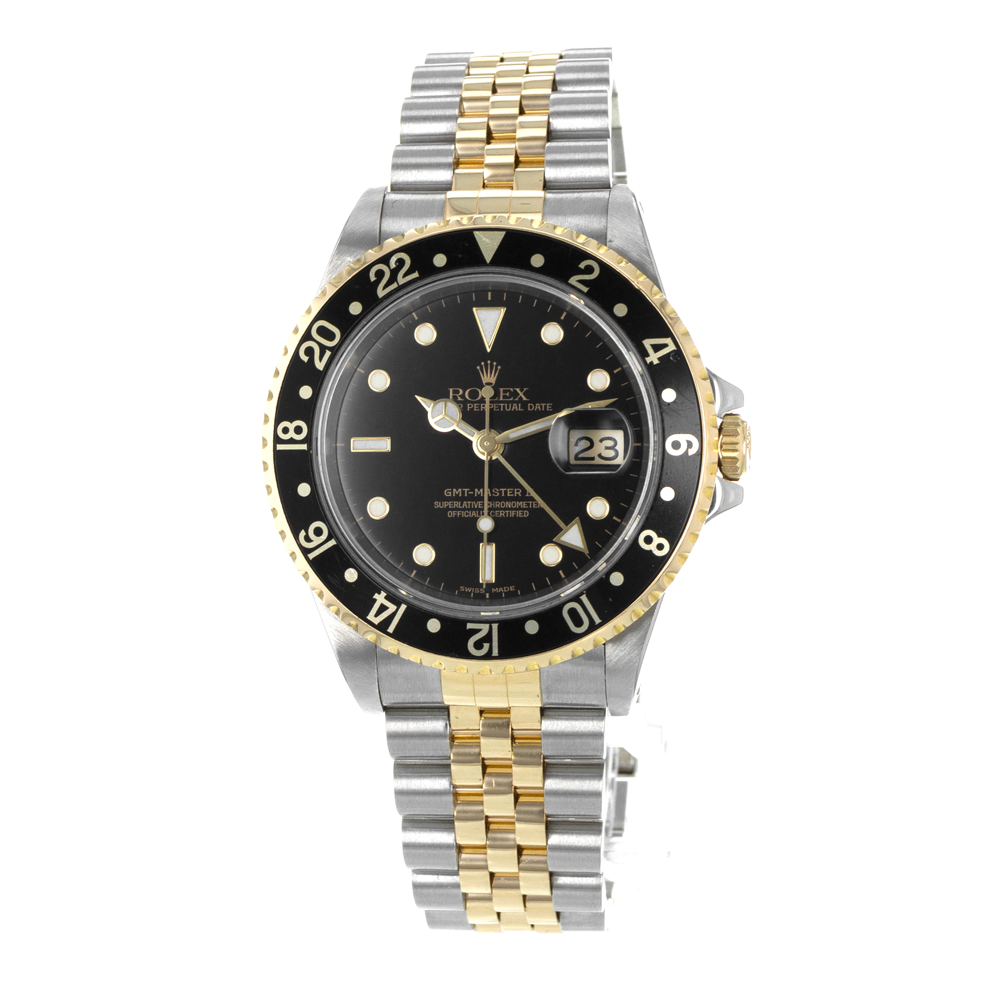Rolex GMT-Master II 16713 40mm Black Steel 18k Yellow Gold Jubilee Mens Watch thumbnail 3