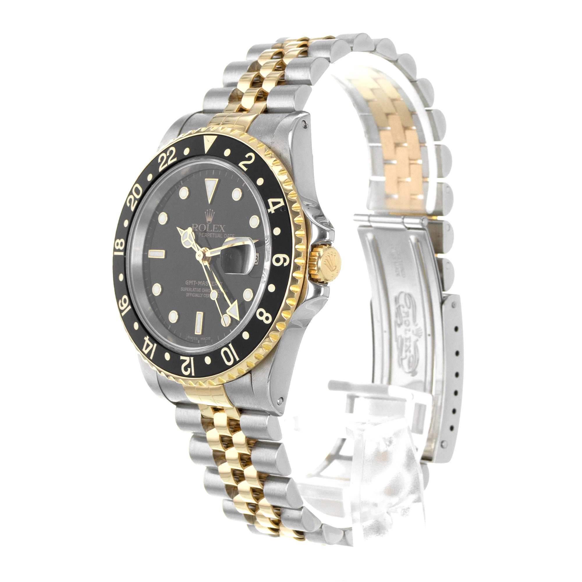 Rolex GMT-Master II 16713 40mm Black Steel 18k Yellow Gold Jubilee Mens Watch thumbnail 4