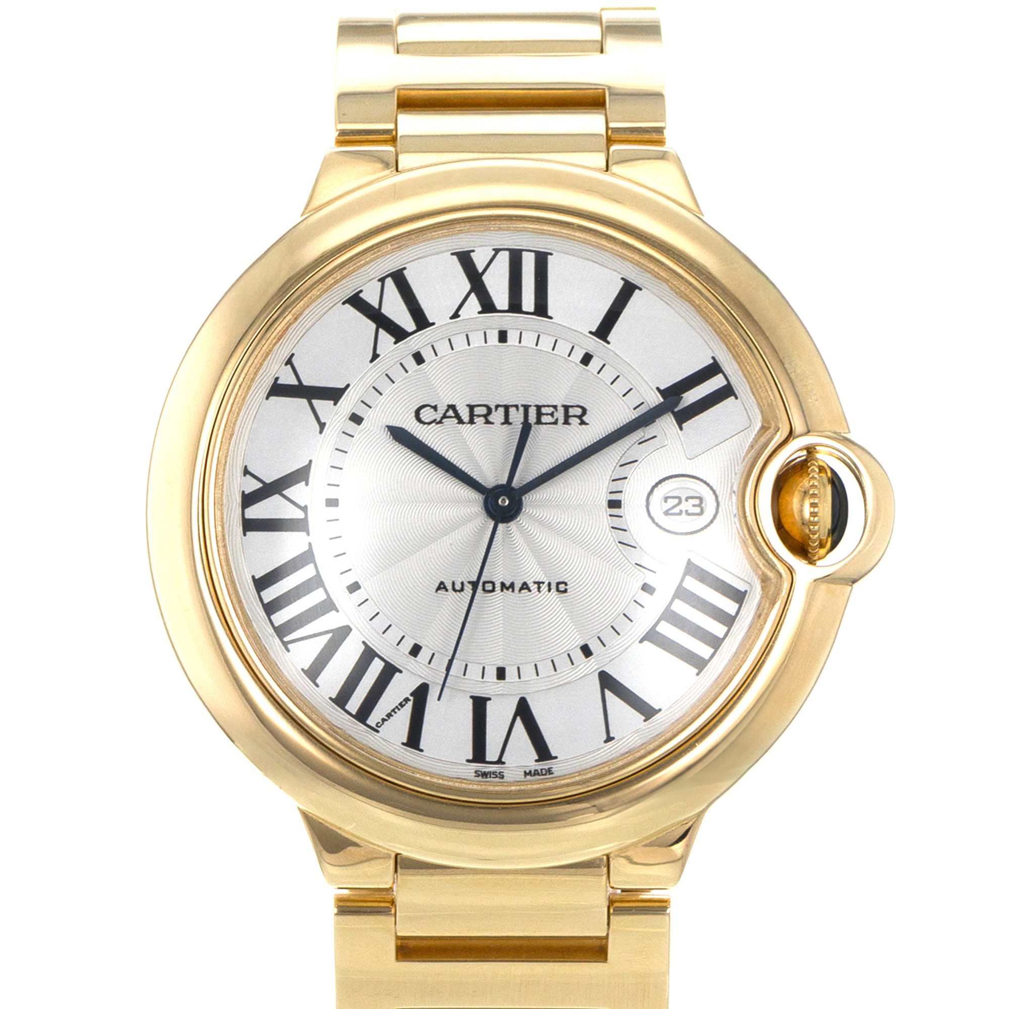 Cartier Ballon Bleu 42mm W69005Z2 2998 Silver Roman Yellow Gold Mens Watch thumbnail 1