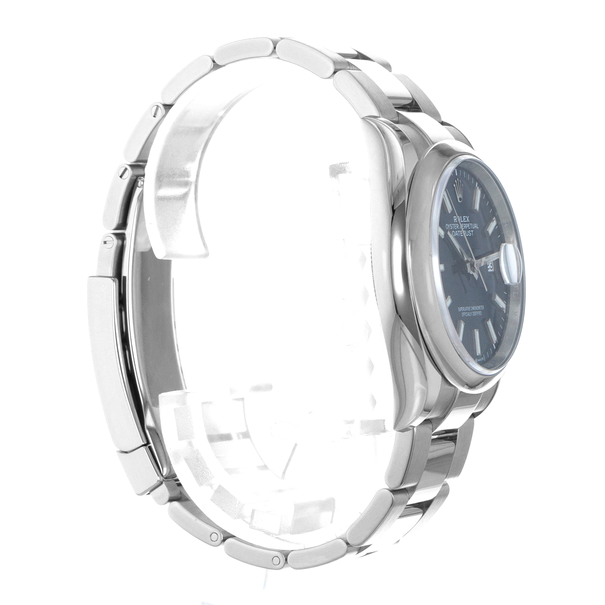 Rolex Datejust 36 126200 Blue Motif Fluted Steel Smooth Oyster Mens Watch 2023 thumbnail 7