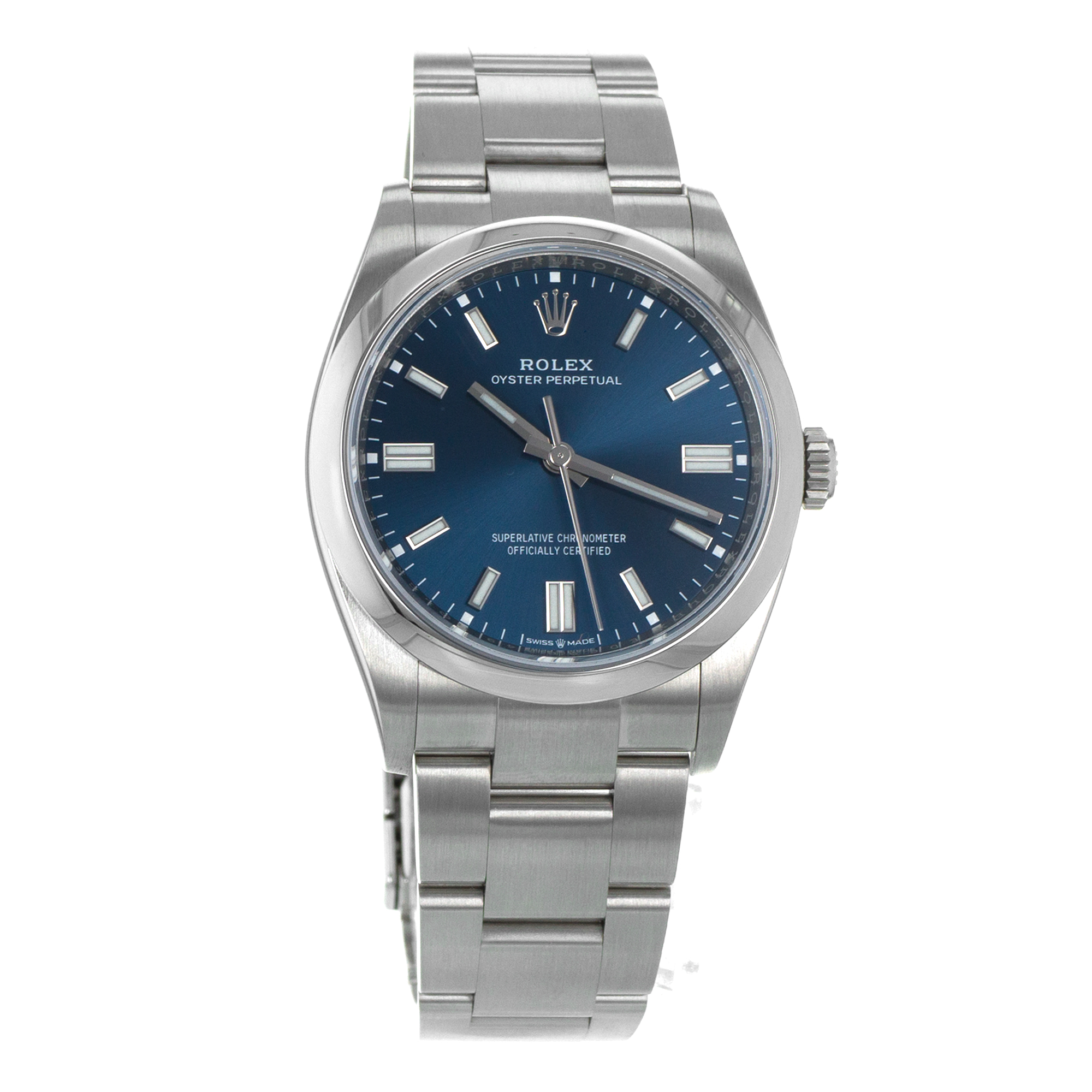 Rolex Oyster Perpetual 36 126000 Blue Stick Smooth Steel Oyster Mens Watch thumbnail 9