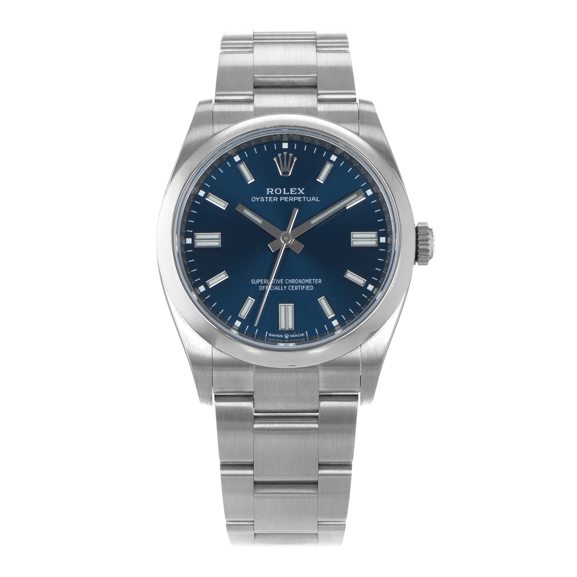 Rolex Oyster Perpetual 36 126000 Blue Stick Smooth Steel Oyster Mens Watch thumbnail 2