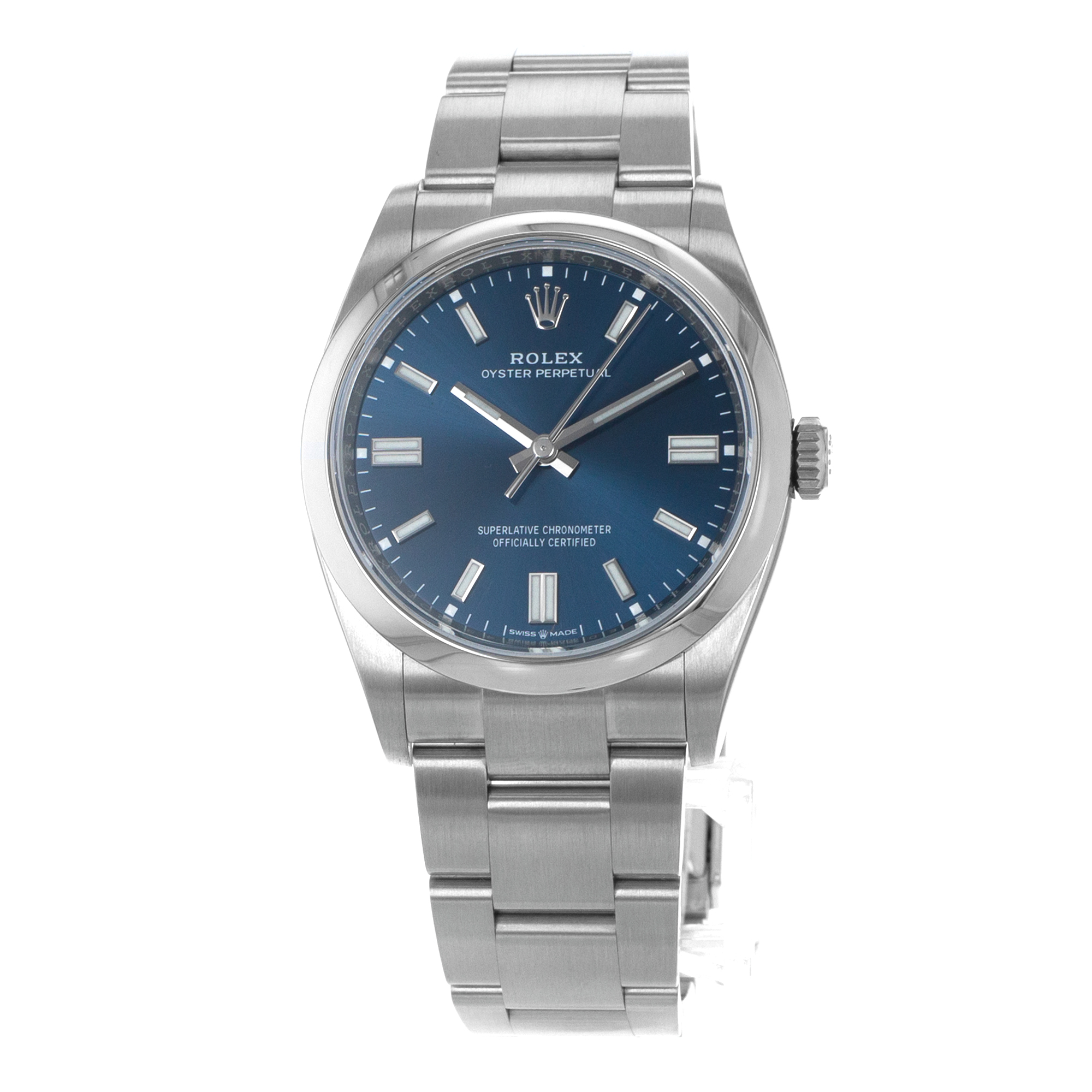 Rolex Oyster Perpetual 36 126000 Blue Stick Smooth Steel Oyster Mens Watch thumbnail 4