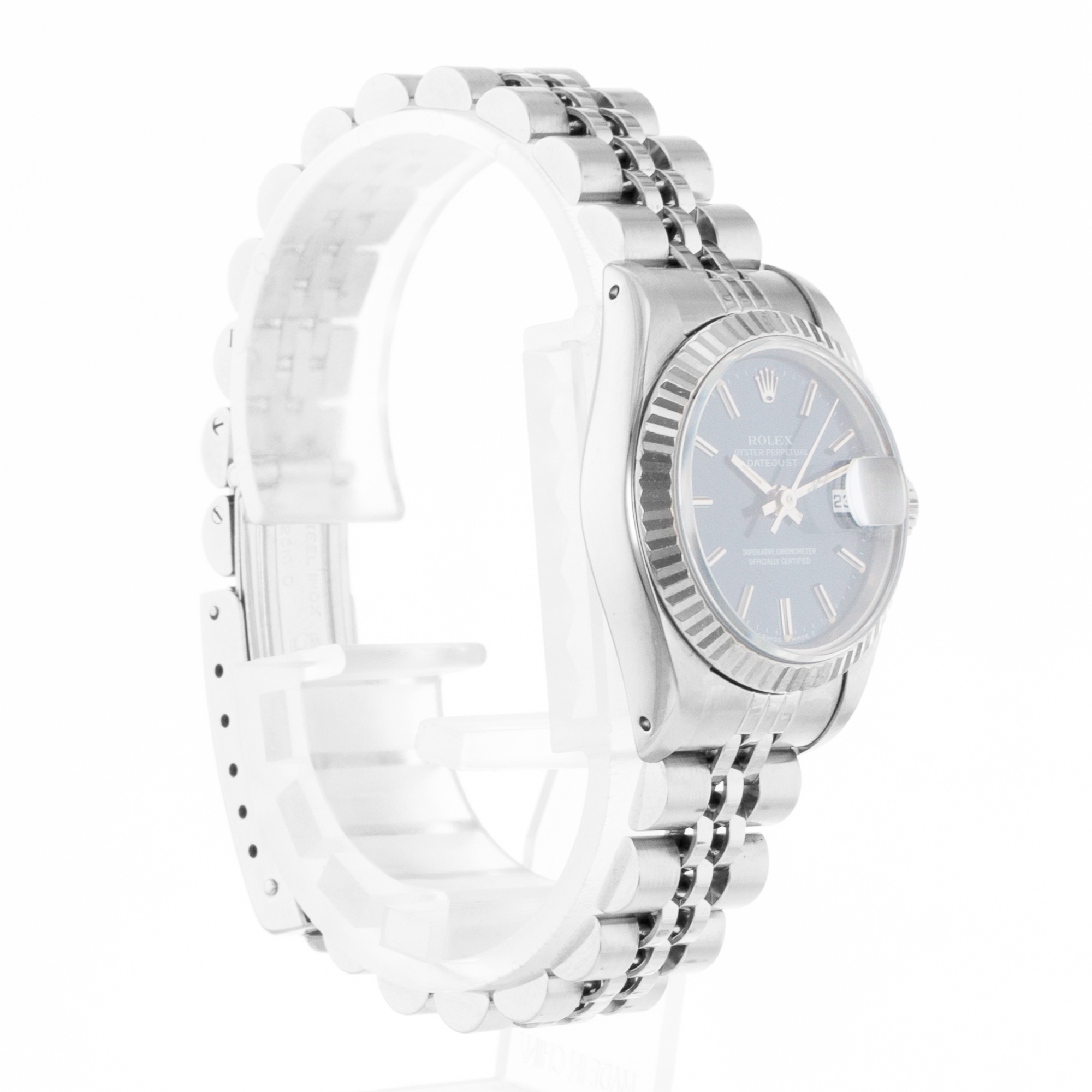 Rolex Datejust 26 69174 Blue Stick Steel 18k White Gold Jubilee Ladies Watch thumbnail 7