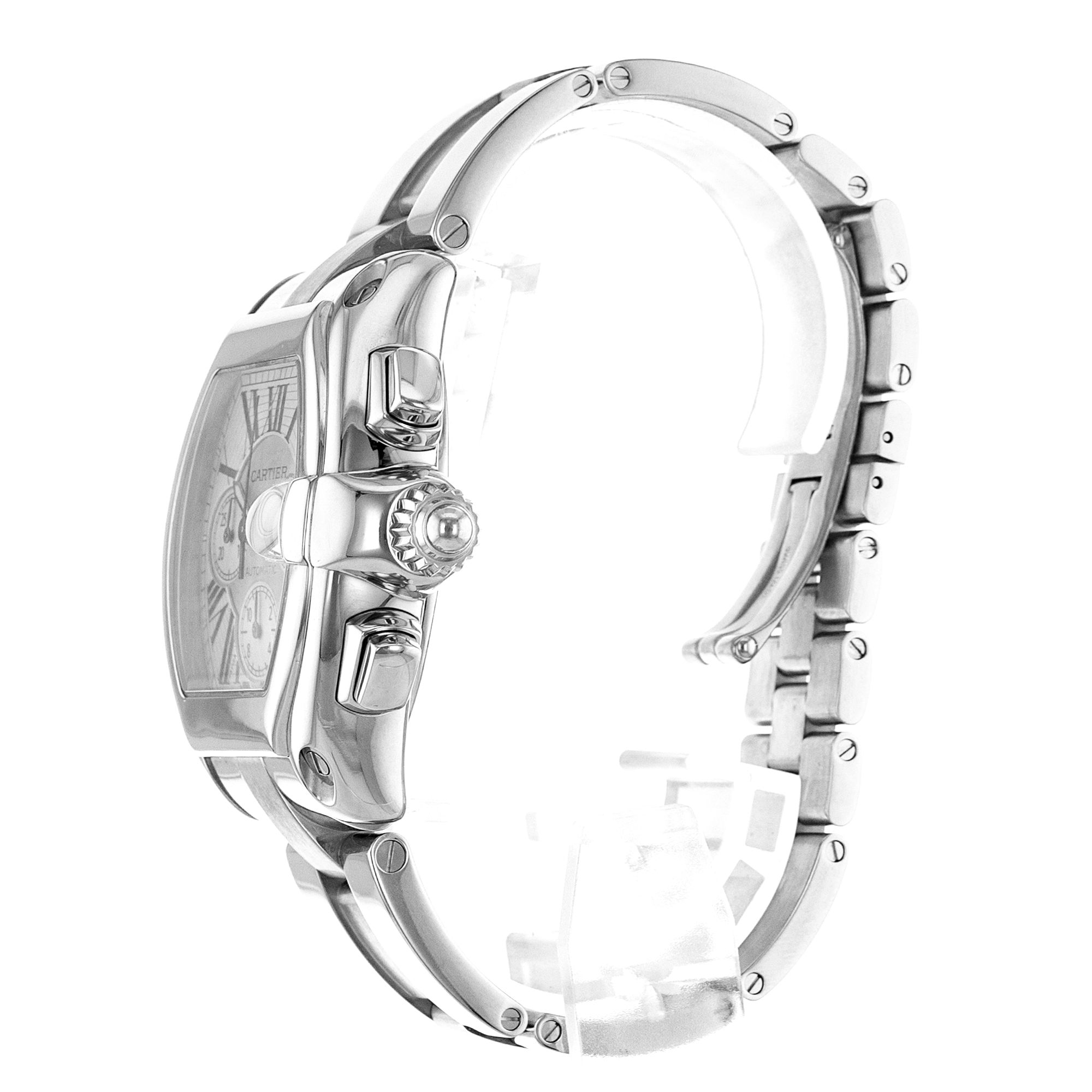 Cartier Roadster W62019X6 2618 43mm Large Silver Roman Steel Mens Watch 2006 thumbnail 6