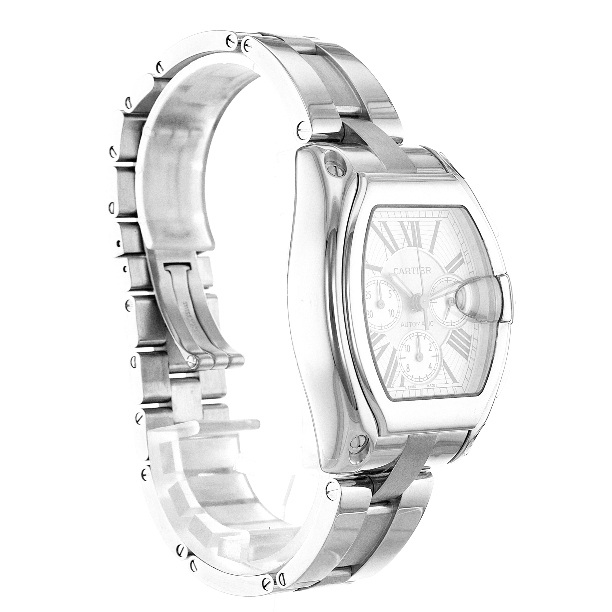 Cartier Roadster W62019X6 2618 43mm Large Silver Roman Steel Mens Watch 2006 thumbnail 8
