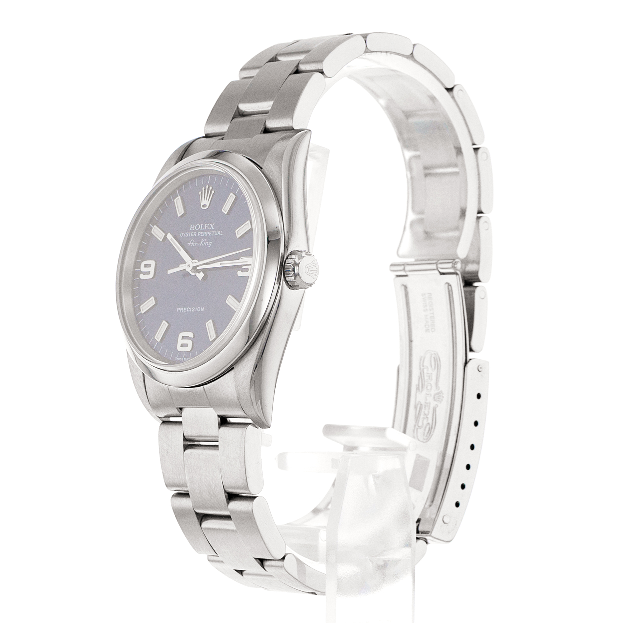 Rolex Air King 14000M 34MM Blue Roman Steel Oyster Automatic Mens Watch thumbnail 5