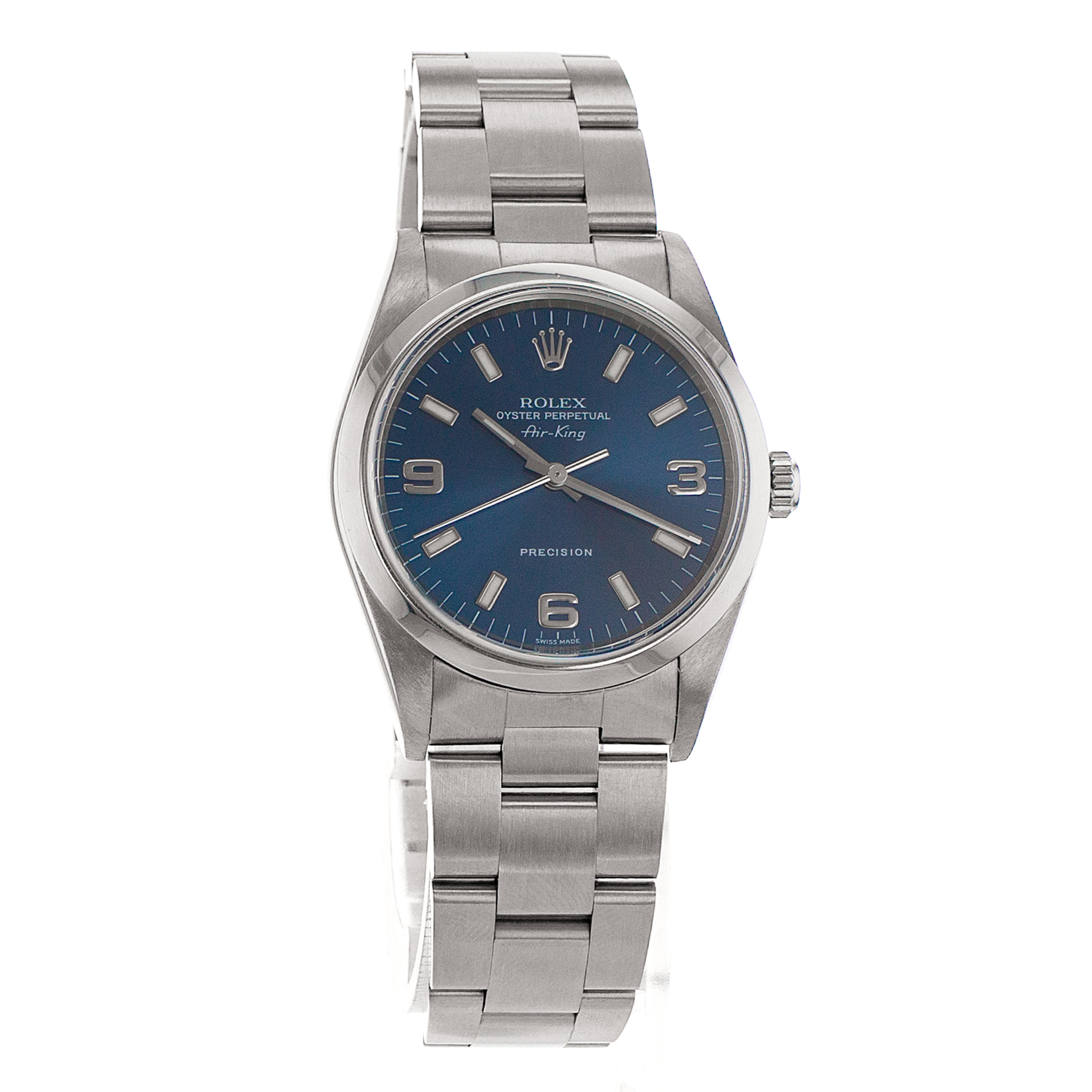 Rolex Air King 14000M 34MM Blue Roman Steel Oyster Automatic Mens Watch thumbnail 9