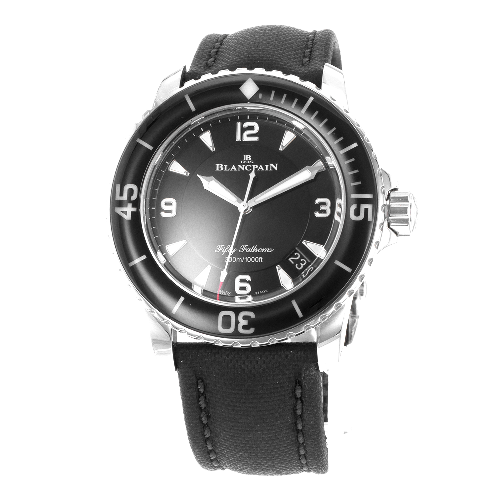 Blancpain Fifty Fathoms 5015-1130-52B 45mm Black Ceramic Diver Steel Mens Watch thumbnail 4