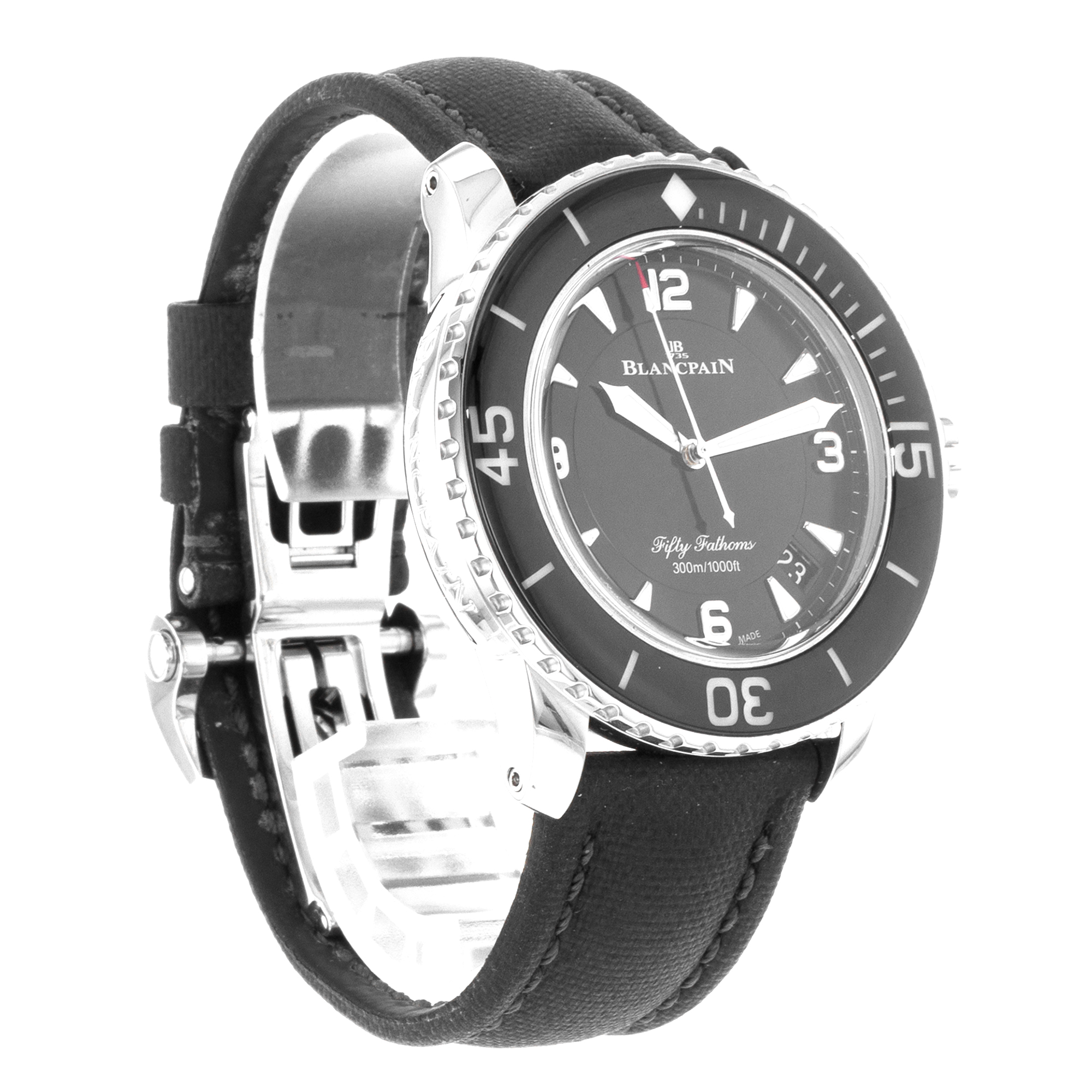 Blancpain Fifty Fathoms 5015-1130-52B 45mm Black Ceramic Diver Steel Mens Watch thumbnail 8