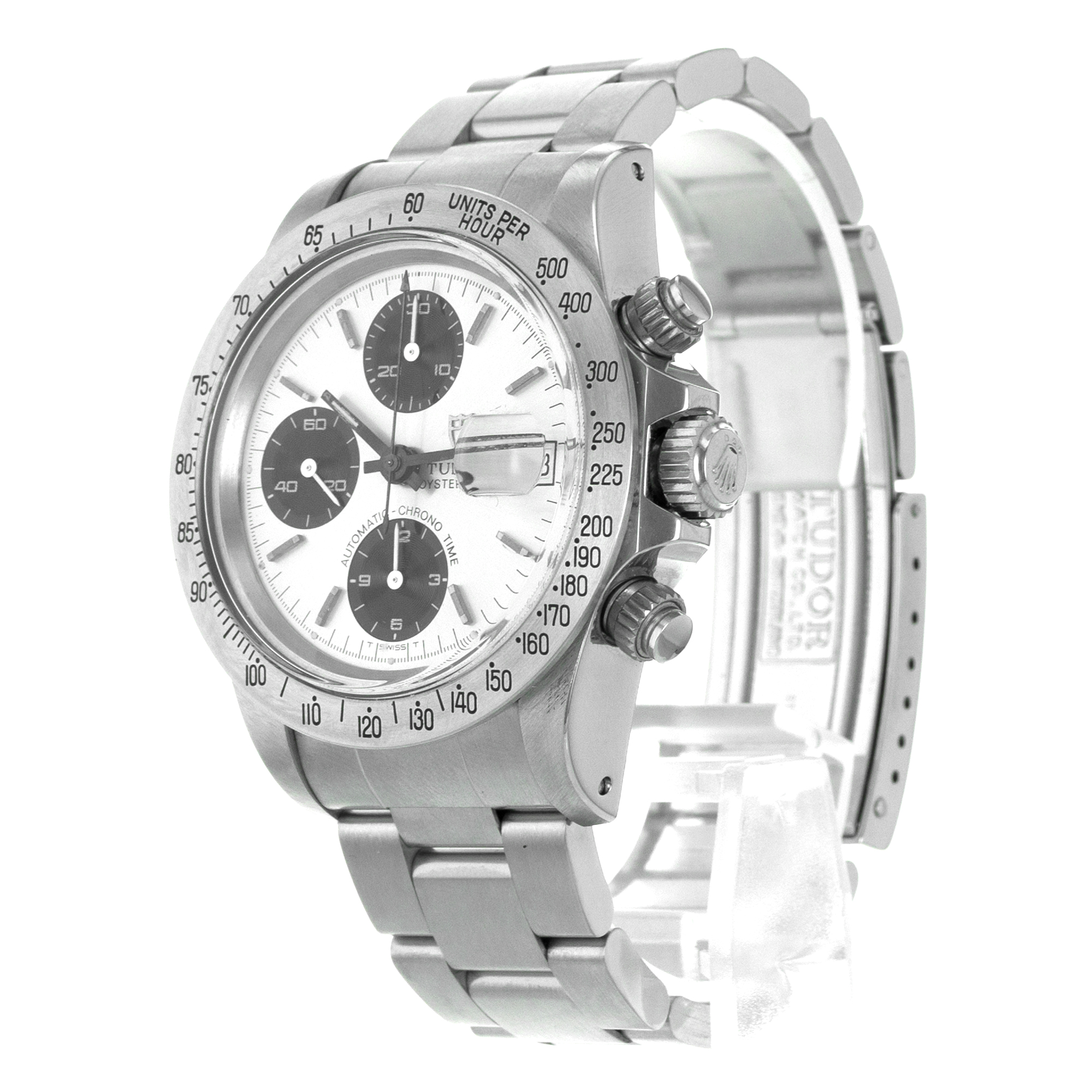 Tudor Oysterdate Big Block 79180 Silver Black Panda Chronograph Mens Watch thumbnail 4