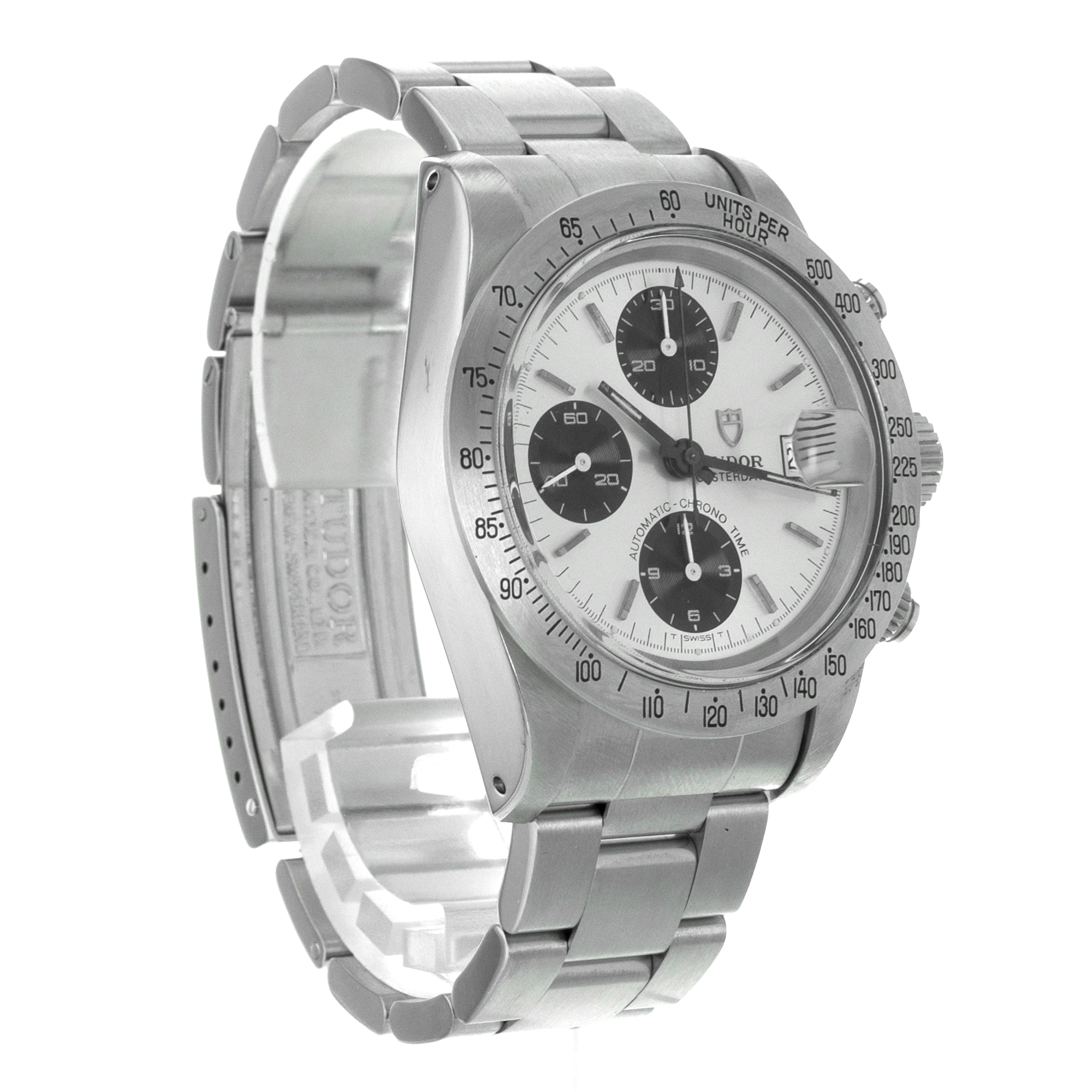 Tudor Oysterdate Big Block 79180 Silver Black Panda Chronograph Mens Watch thumbnail 7