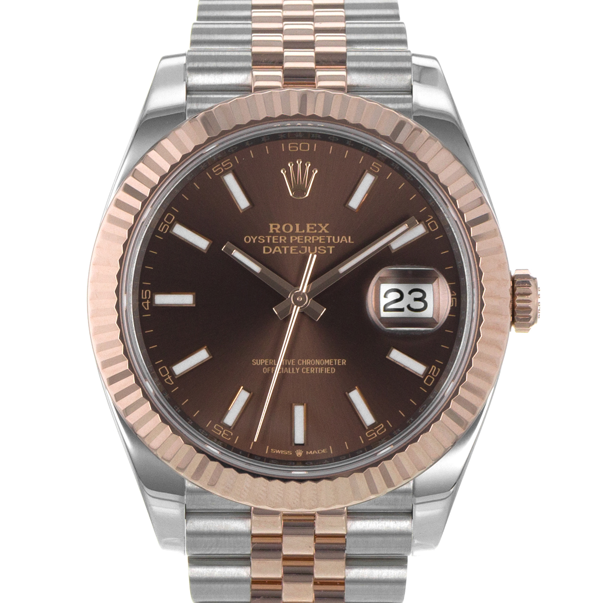 Rolex Datejust 41 126331 Chocolate Brown Fluted Steel Rose Gold Mens Watch thumbnail 1