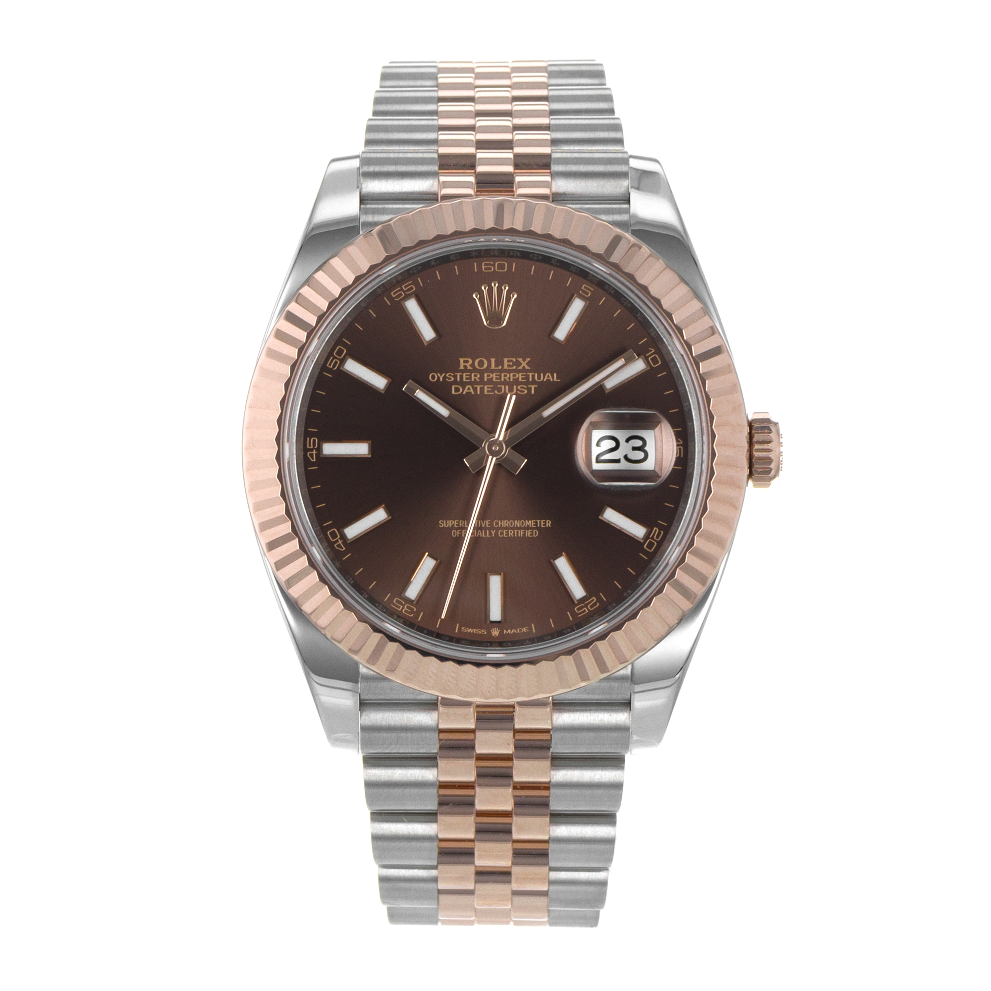 Rolex Datejust 41 126331 Chocolate Brown Fluted Steel Rose Gold Mens Watch thumbnail 2