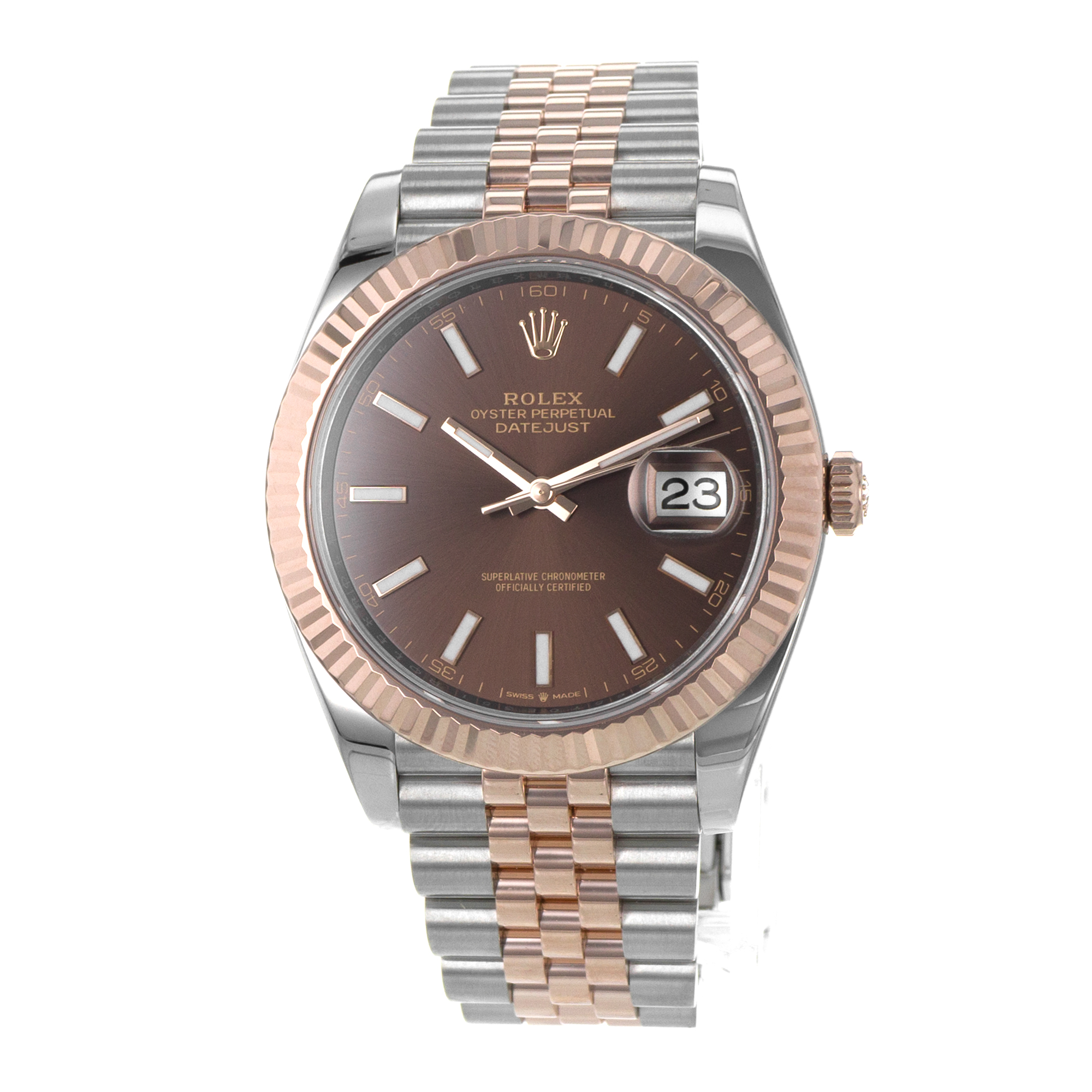 Rolex Datejust 41 126331 Chocolate Brown Fluted Steel Rose Gold Mens Watch thumbnail 3