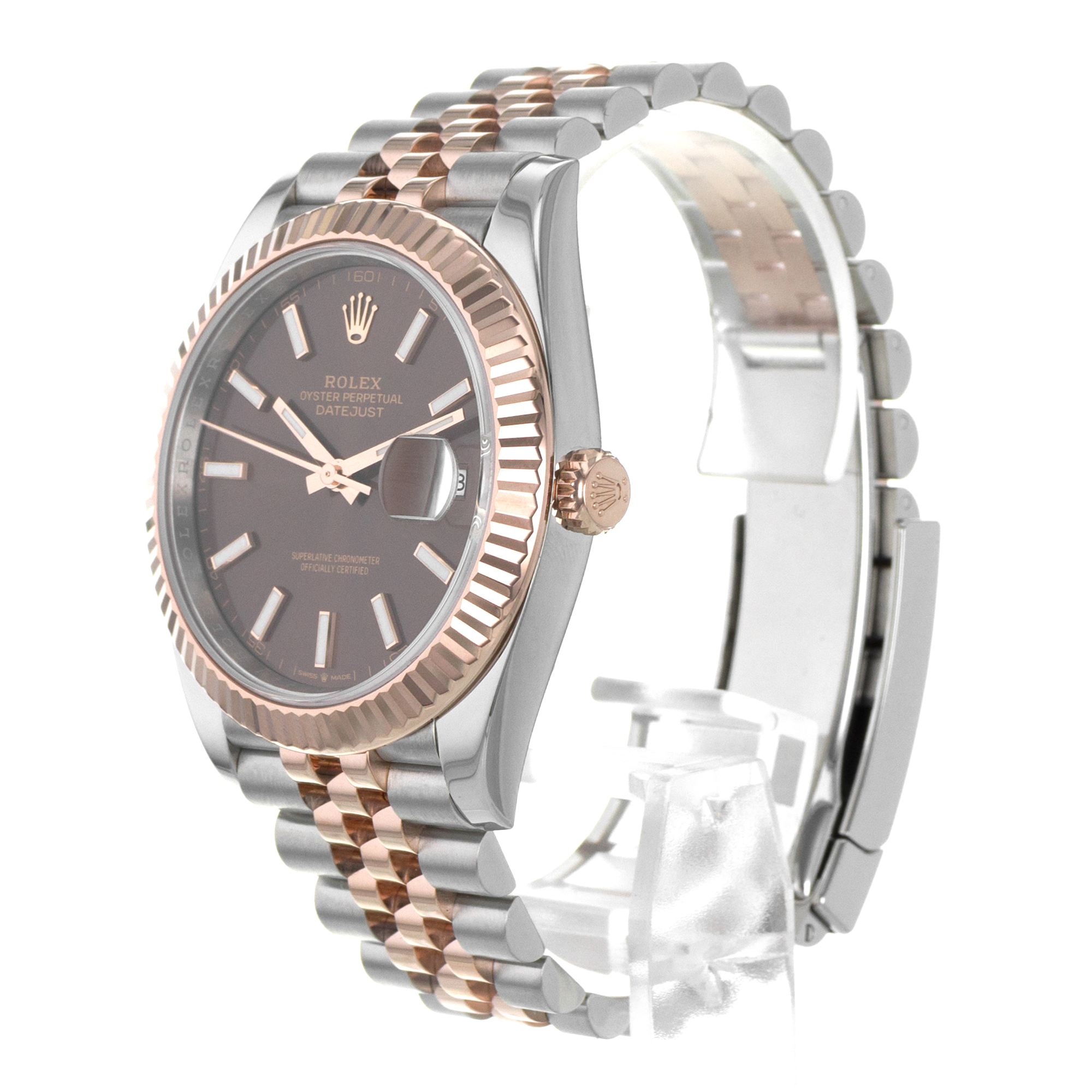 Rolex Datejust 41 126331 Chocolate Brown Fluted Steel Rose Gold Mens Watch thumbnail 4