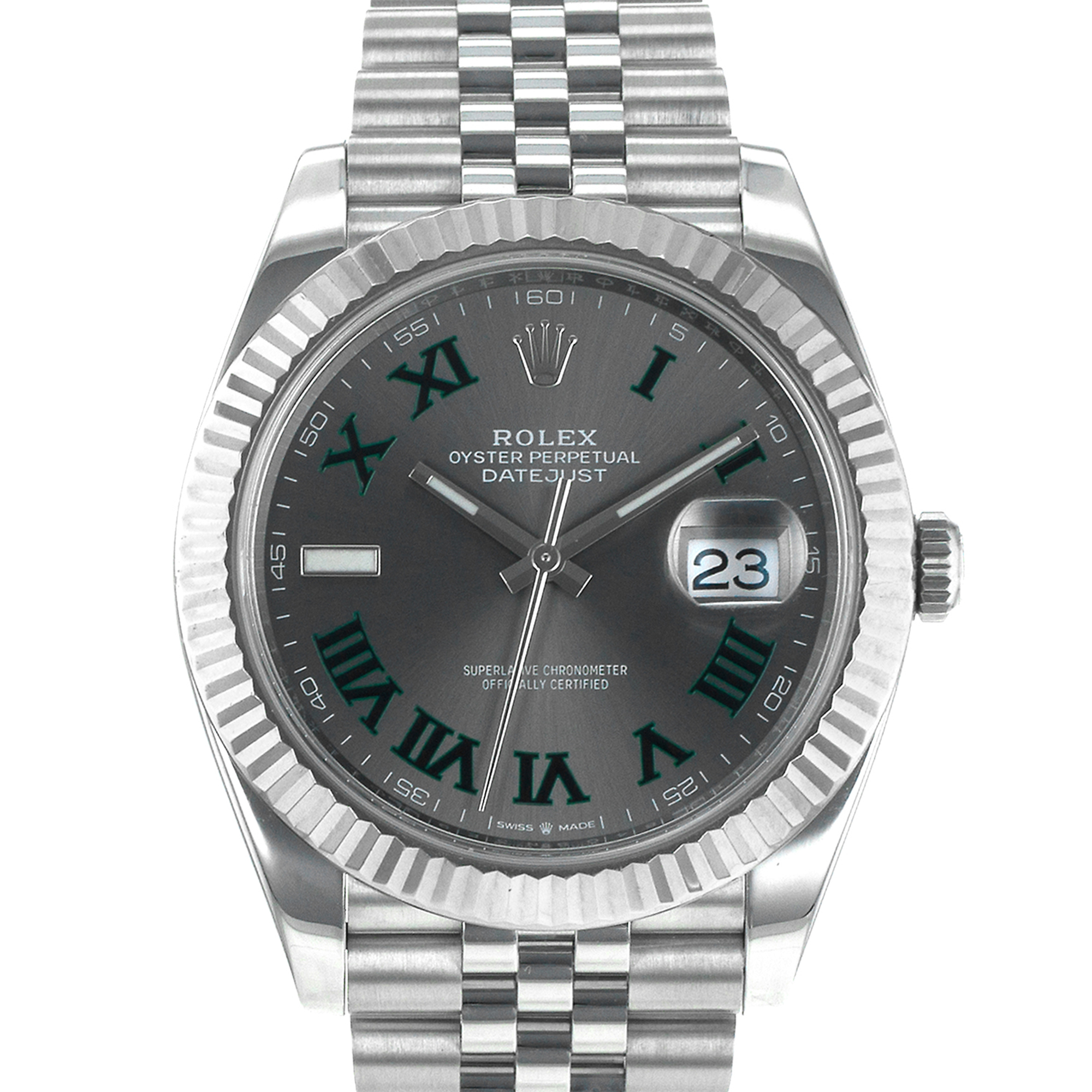 Rolex Datejust 41 126334 Wimbledon Green Steel White Gold Jubilee Mens Watch thumbnail 1